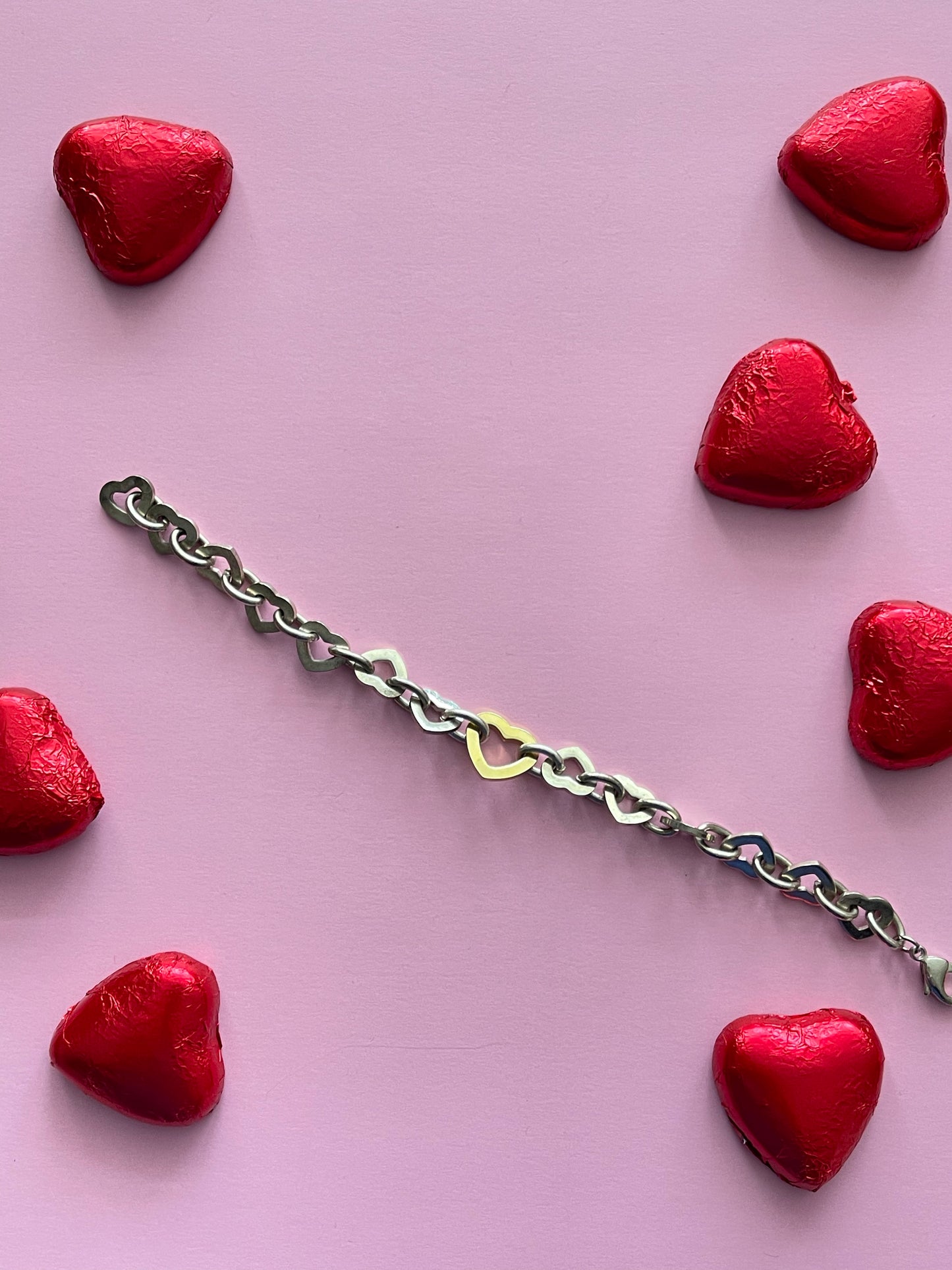925 SILVER TWO TONE OPEN HEART LINK BRACELET