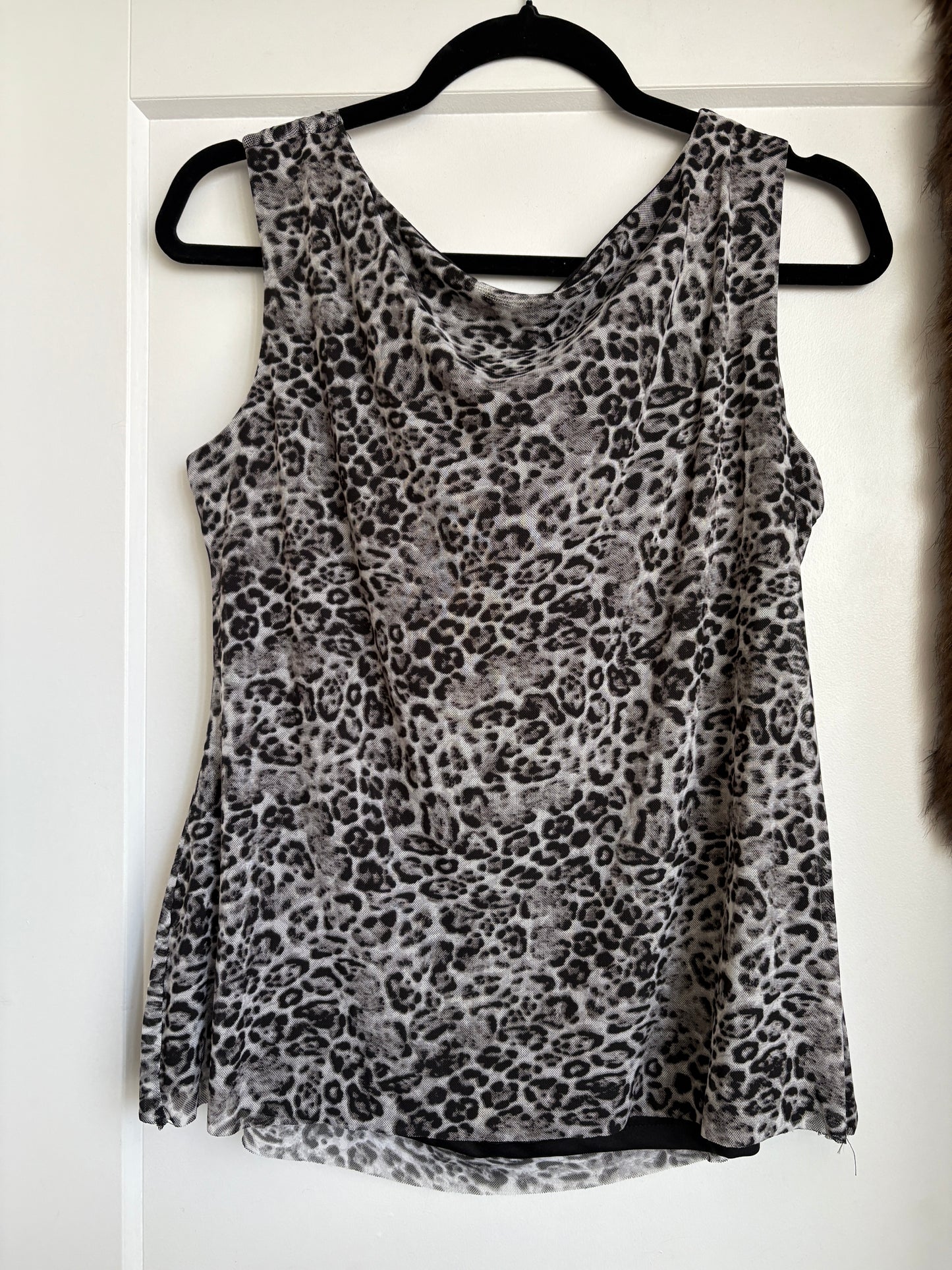 ANIMAL PRINT COWL NECK TOP