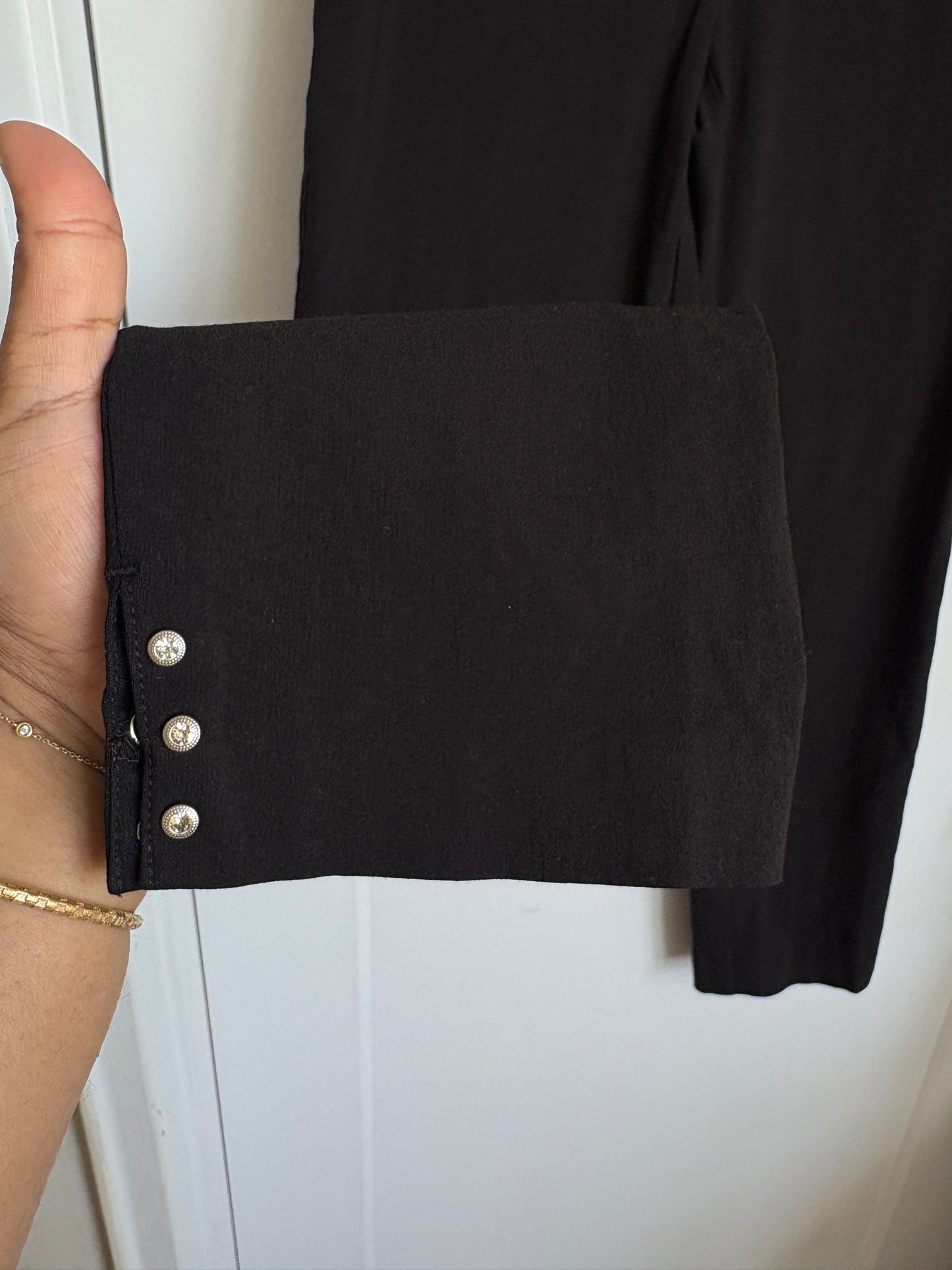 BLACK CAPRI PANTS WITH DIAMOND EMBELLISHMENTS
