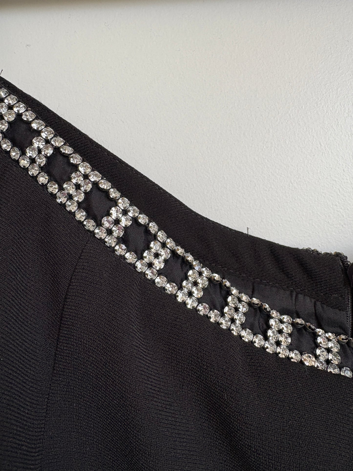 BLACK MAXI SKIRT WITH DIAMOND WAIST