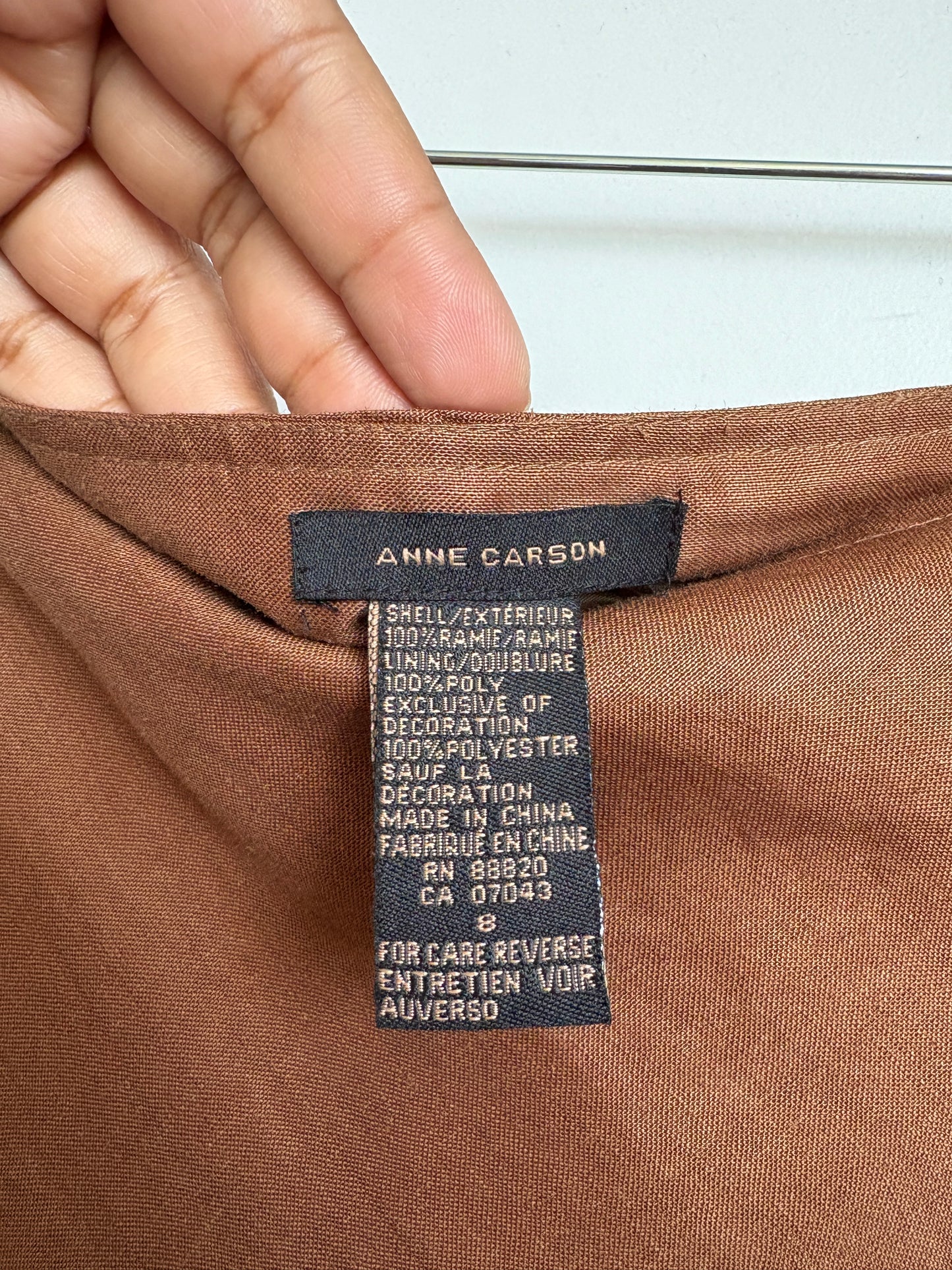 BROWN SUMMER SKIRT WITH PEARL EMBELLISHMENTS
