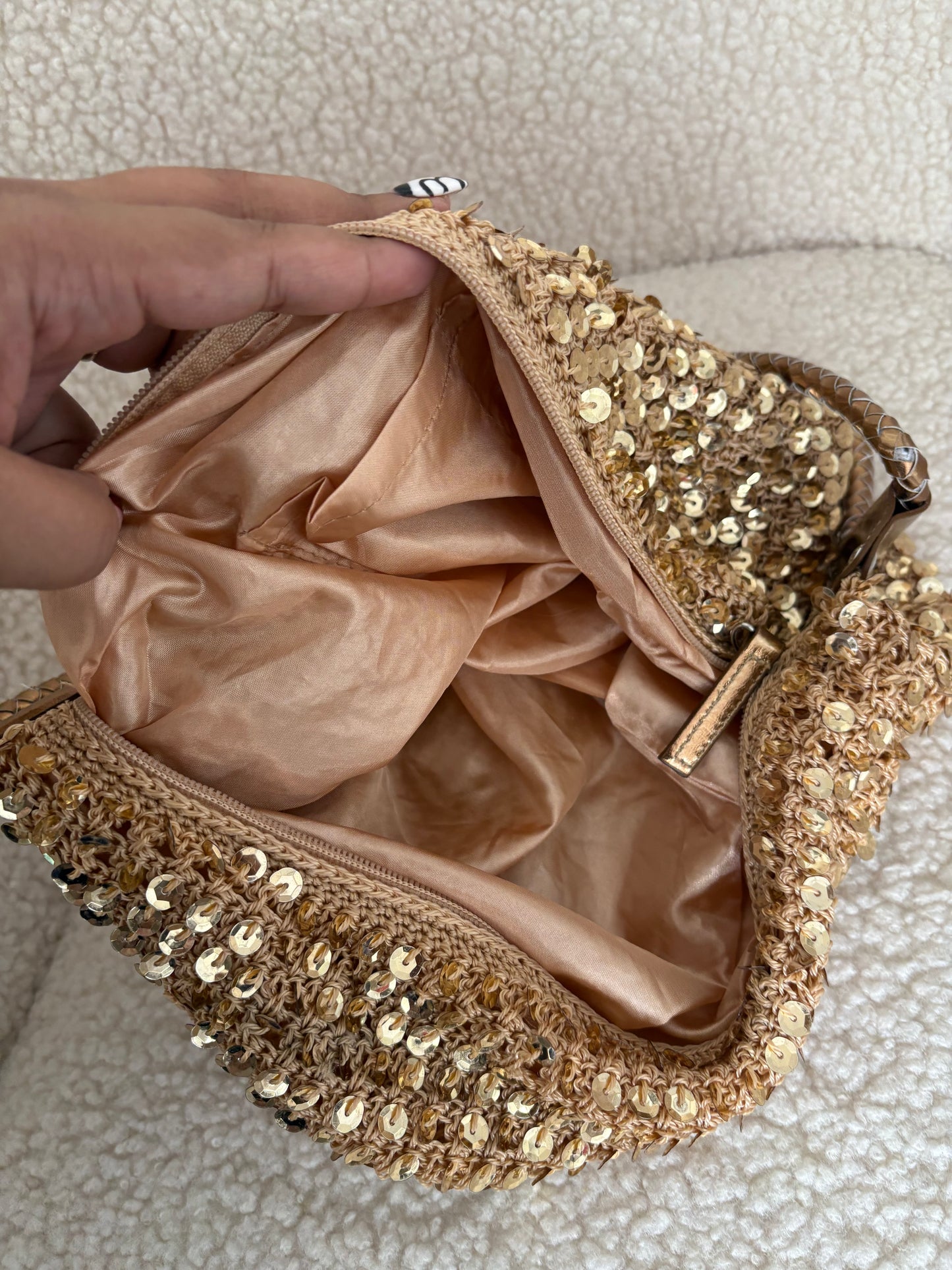 GOLD SEQUIN SHOULDER BAG
