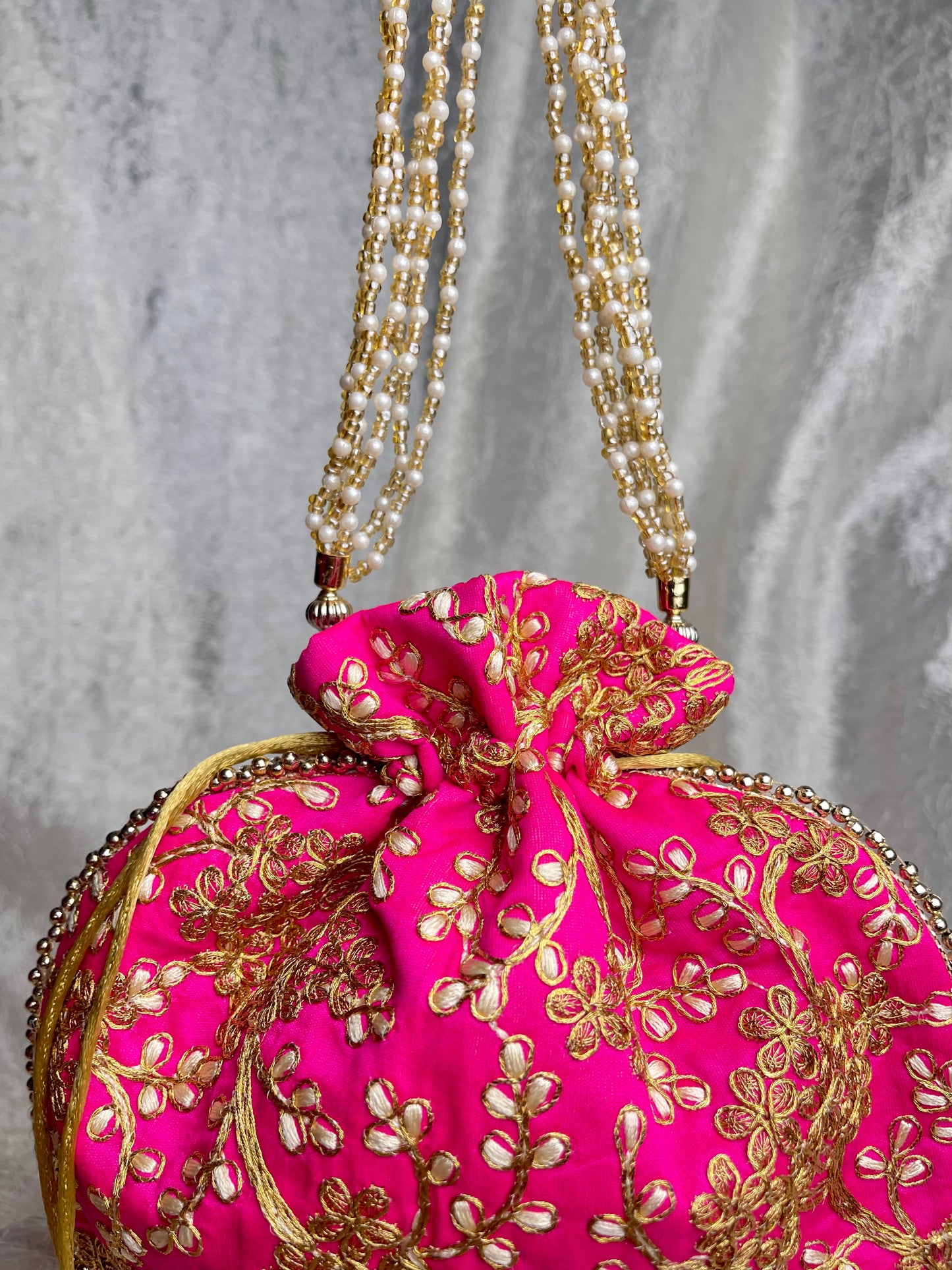 PINK ZARI EMBROIDERY WORK BAG