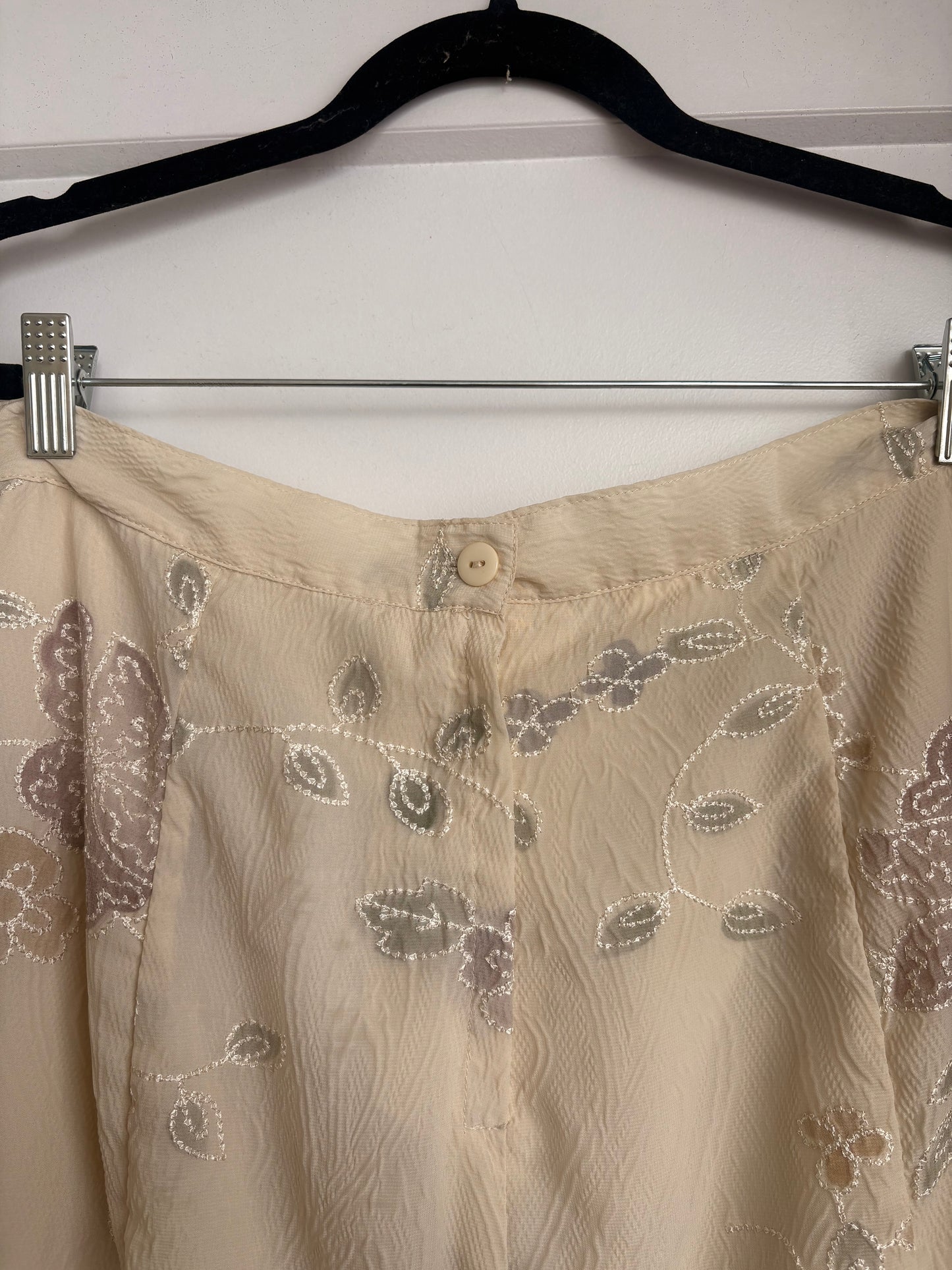 VINTAGE CREAM FLORAL SKIRT - L