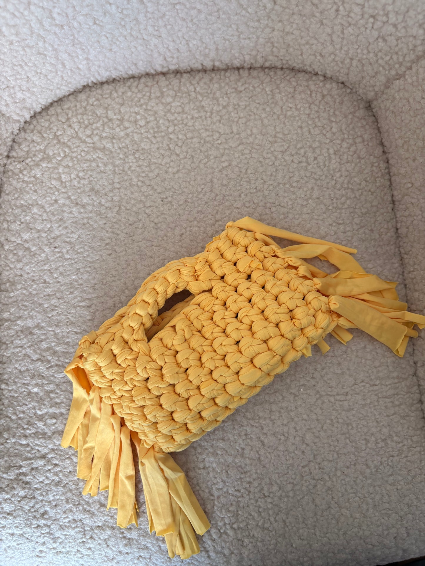YELLOW FRINGE CROCHET CLUTCH
