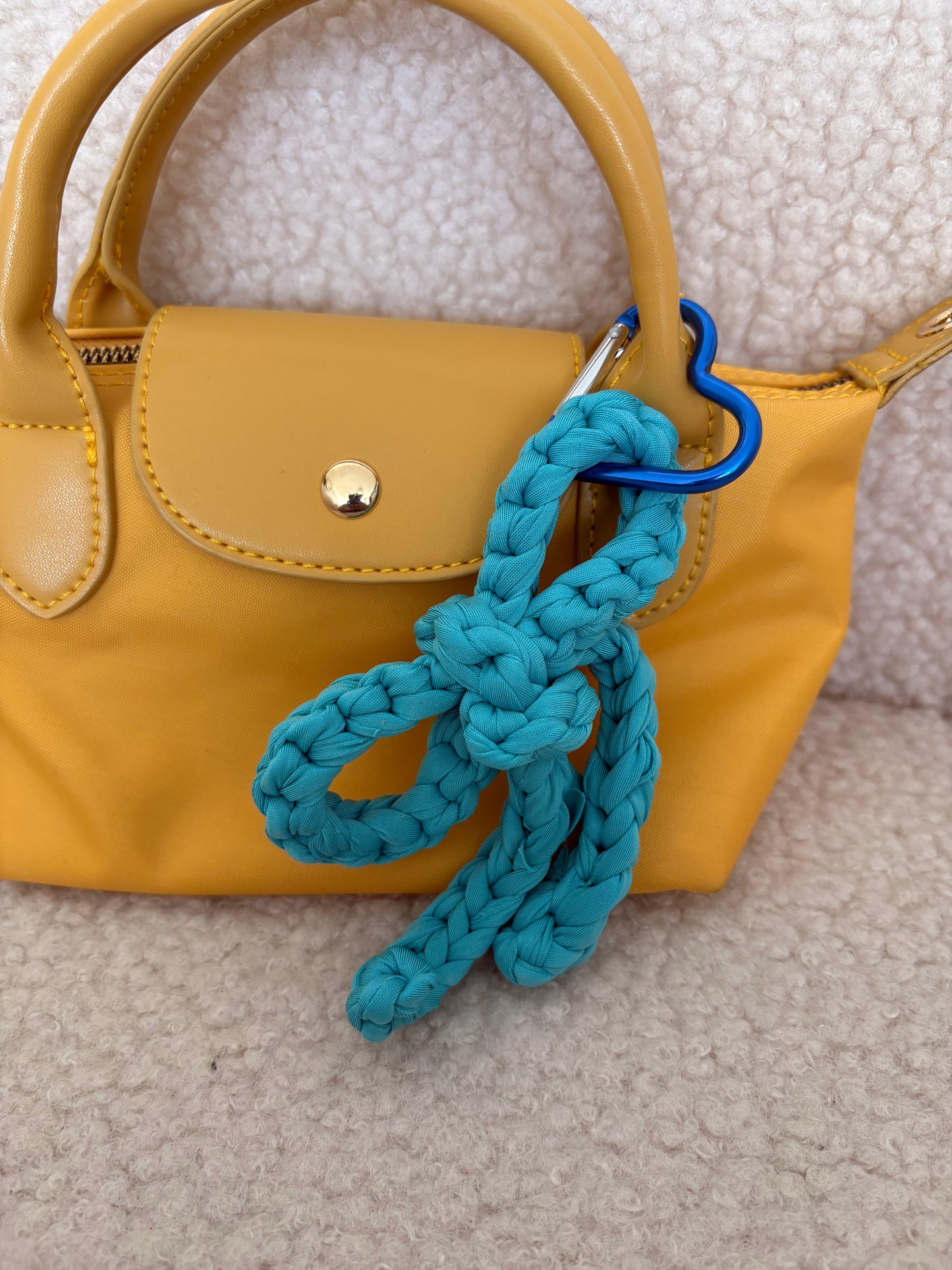 BLUE CROCHET BOW BAG CHARM