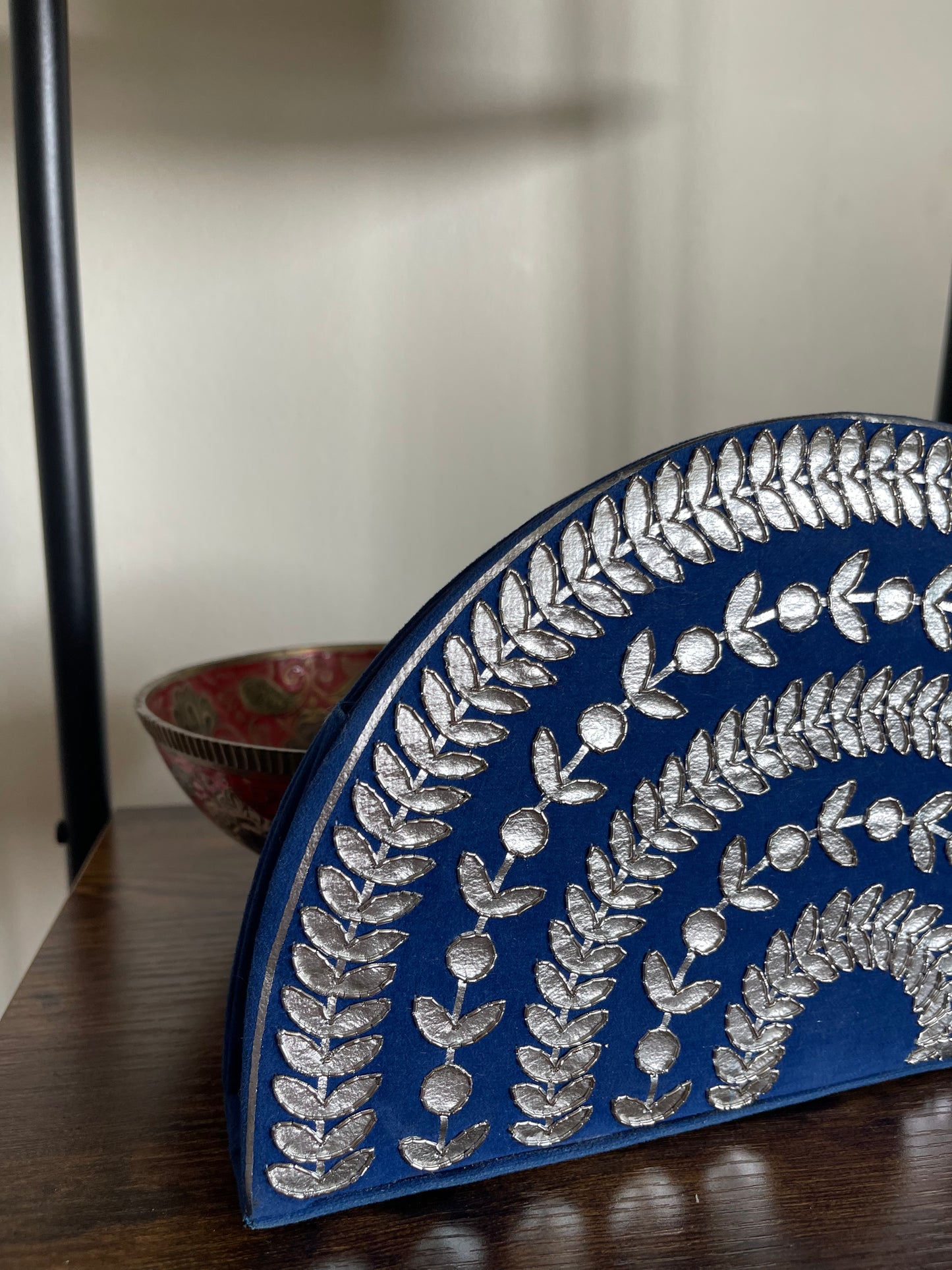 BLUE AND SILVER CLUTCH