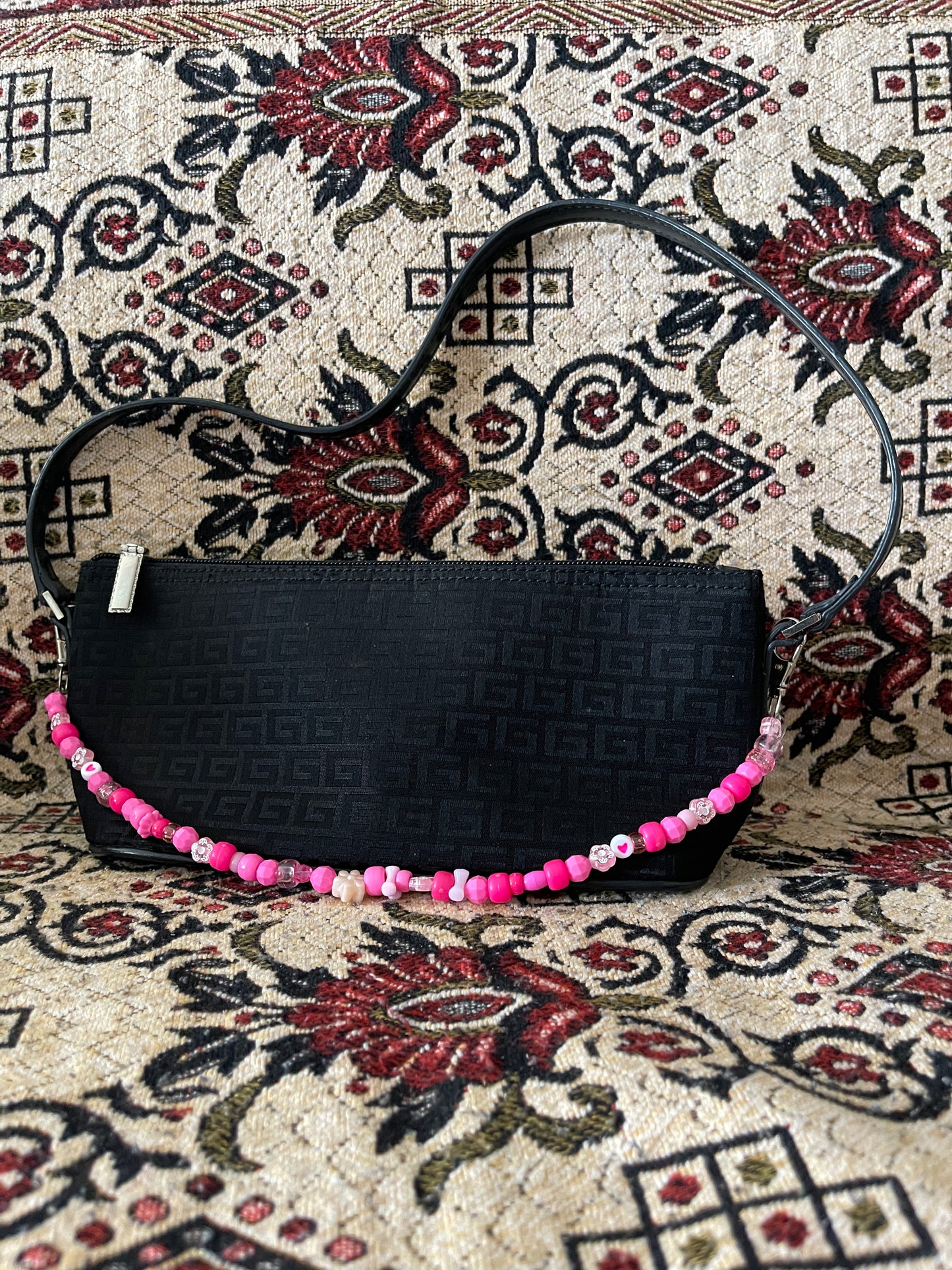 PINK FLORAL CHAIN BAG CHARM