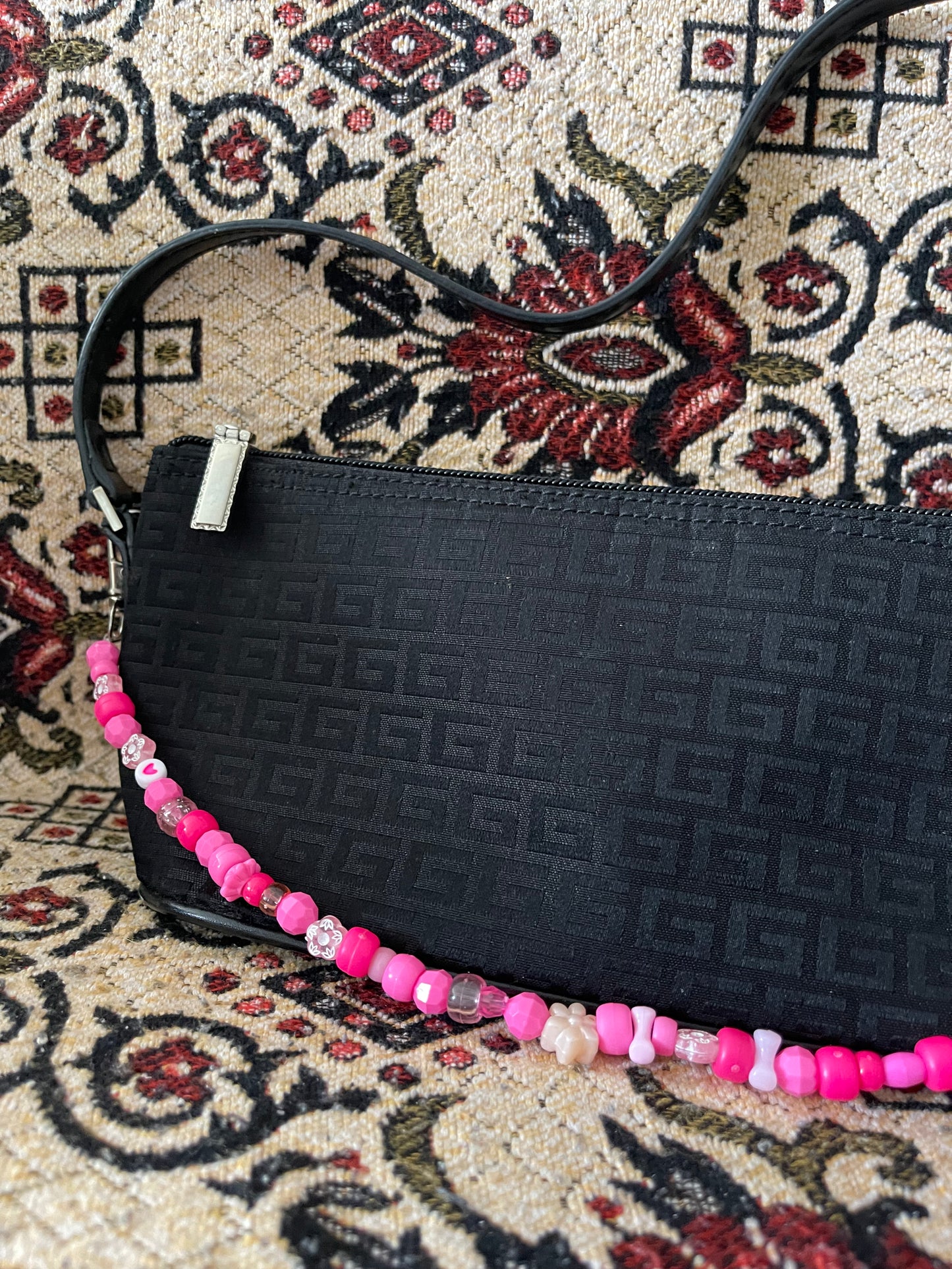 PINK FLORAL CHAIN BAG CHARM