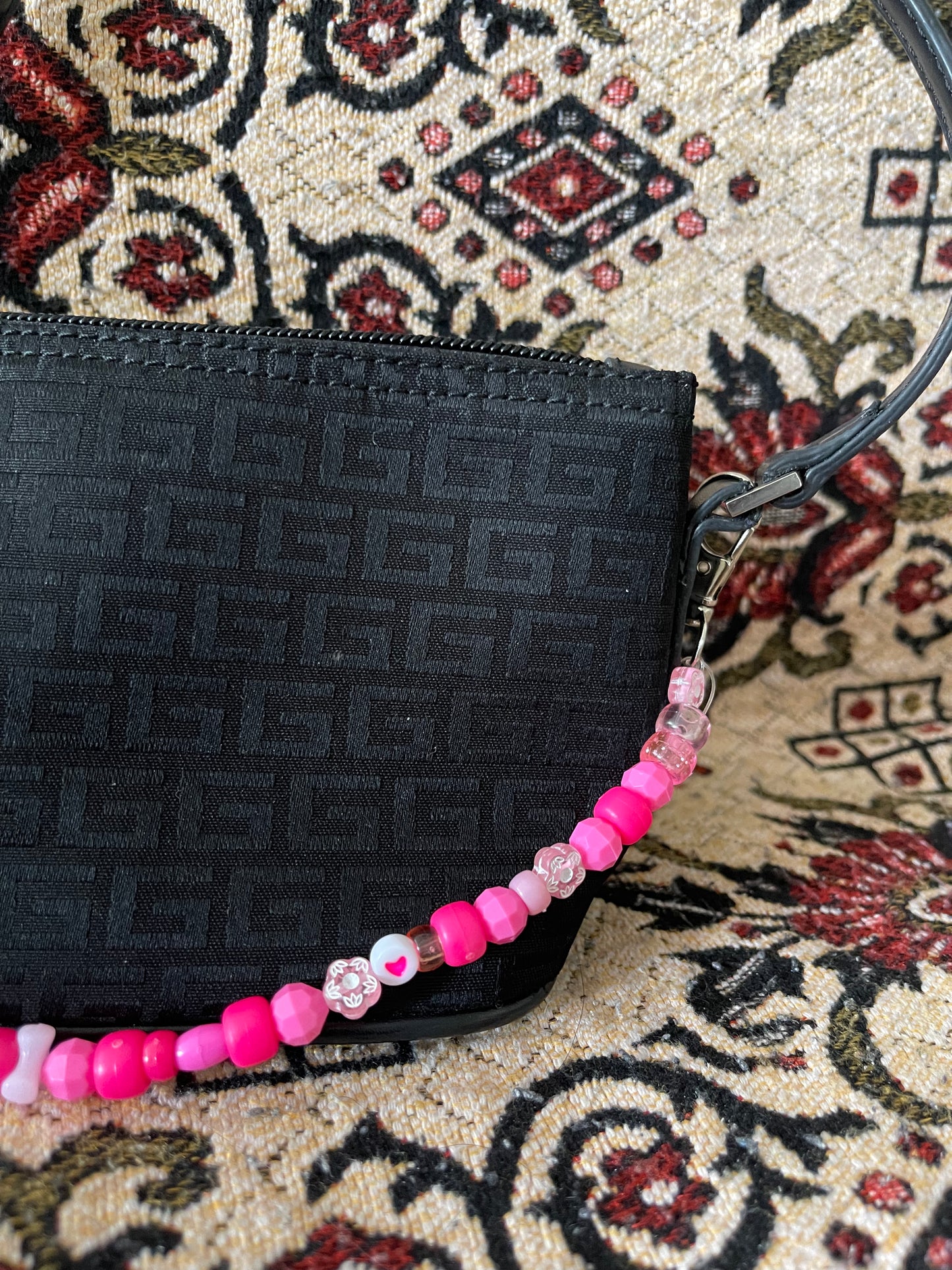 PINK FLORAL CHAIN BAG CHARM