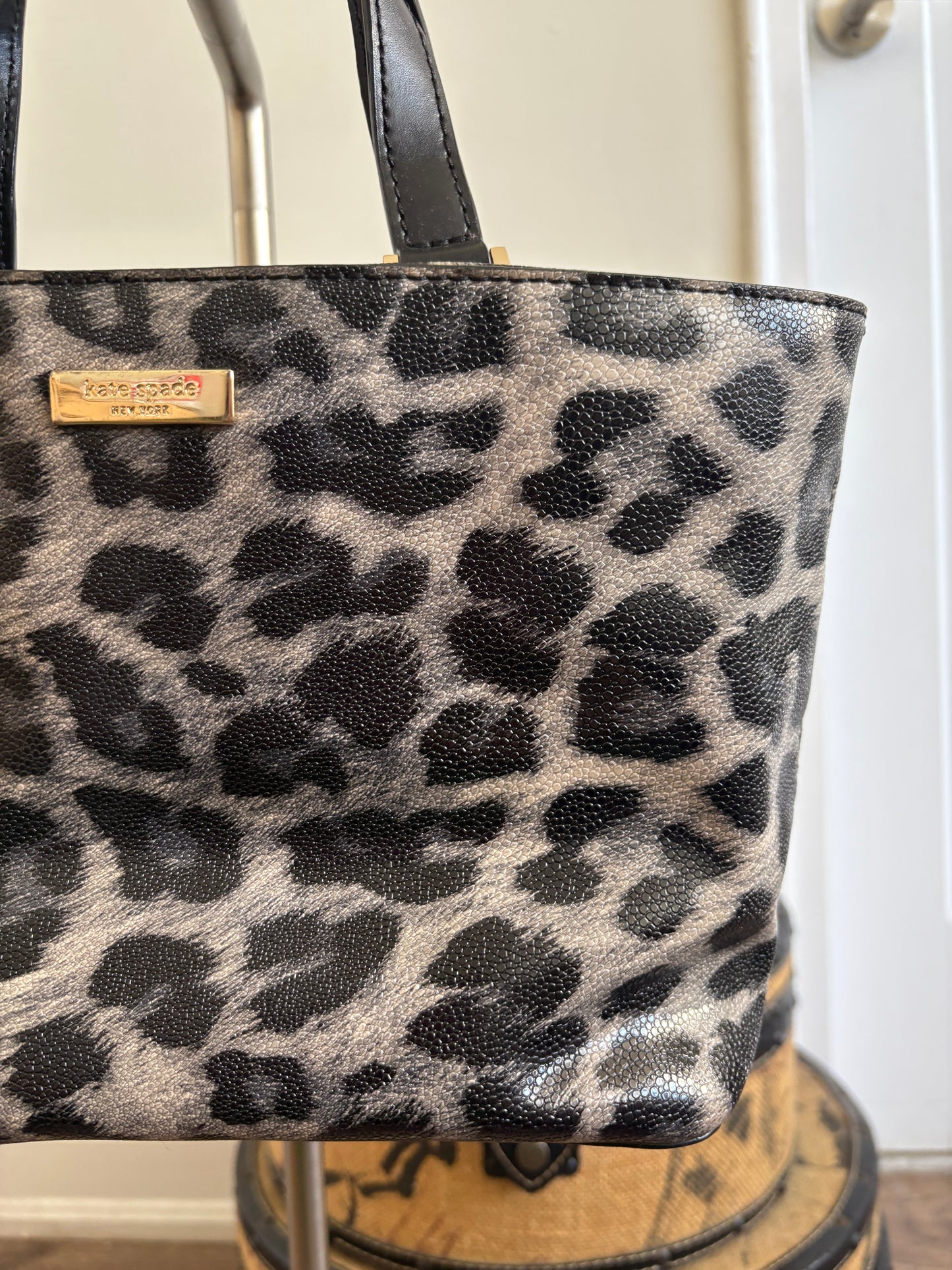 KATE SPADE GRANT STREET GRAINY LEOPARD PRINT BAG