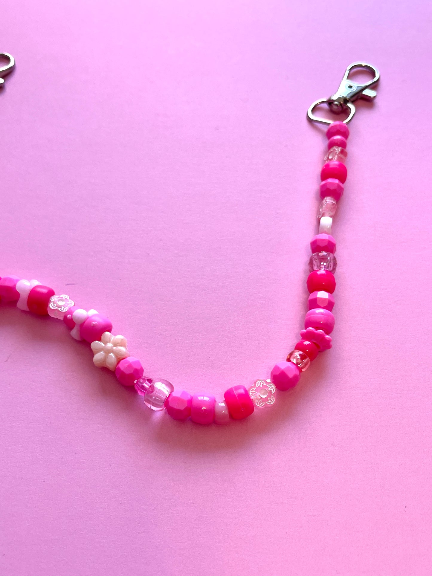 PINK FLORAL CHAIN BAG CHARM