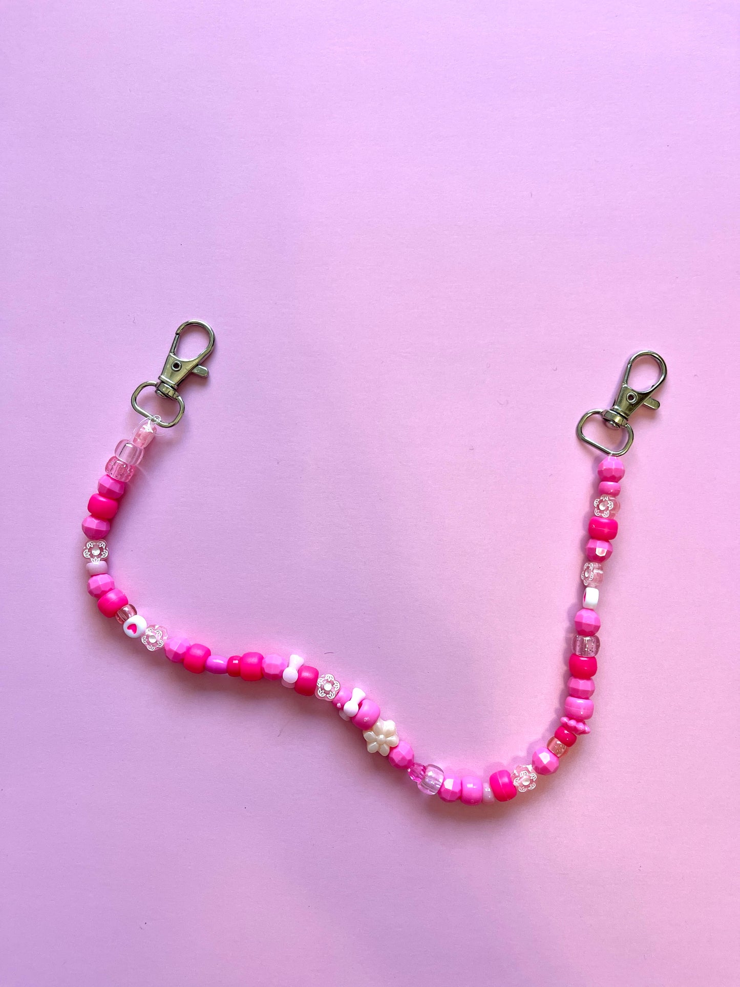PINK FLORAL CHAIN BAG CHARM