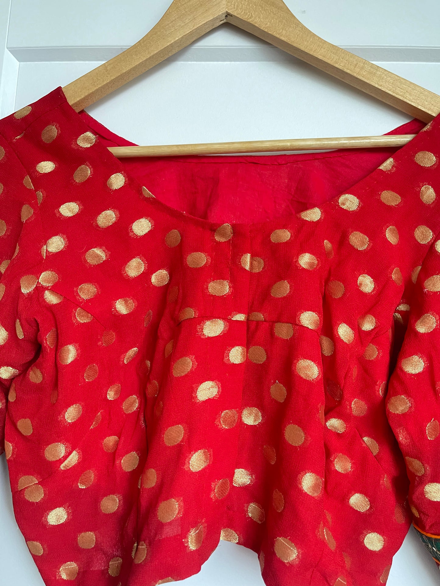 RED POLKA DOT SAREE BLOUSE