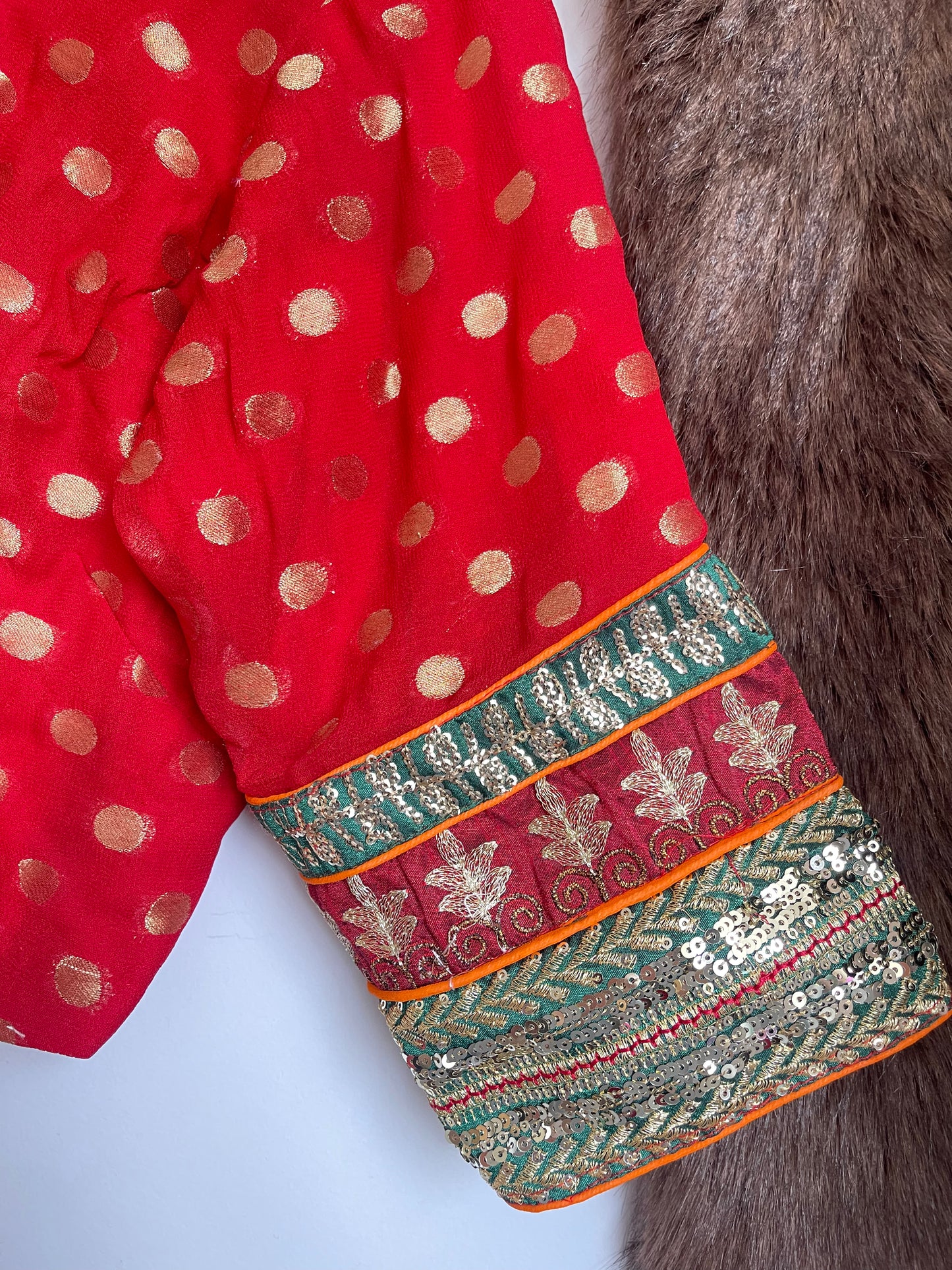 RED POLKA DOT SAREE BLOUSE