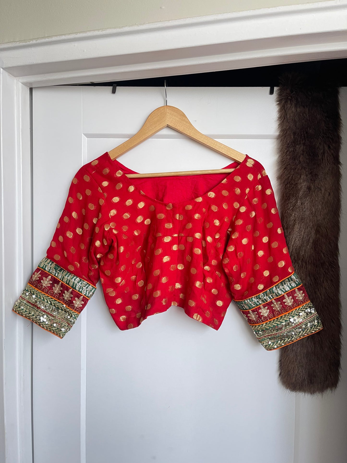 RED POLKA DOT SAREE BLOUSE