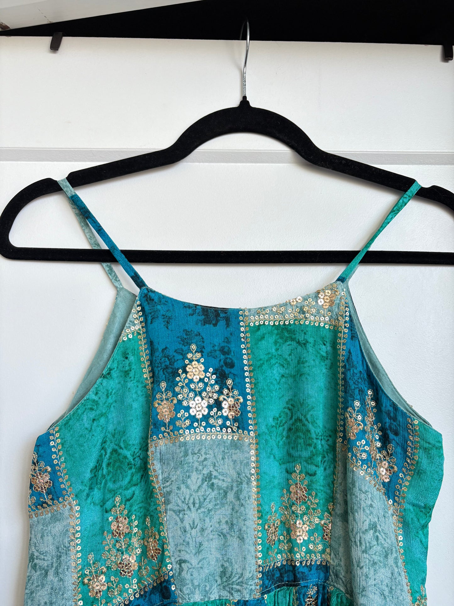 SEQUIN PATCHWORK MAXI DRESS - S