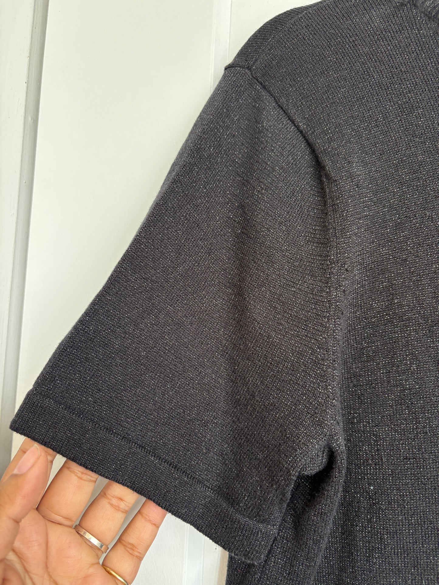 SPARKLY BLACK MOCK NECK SWEATER TSHIRT