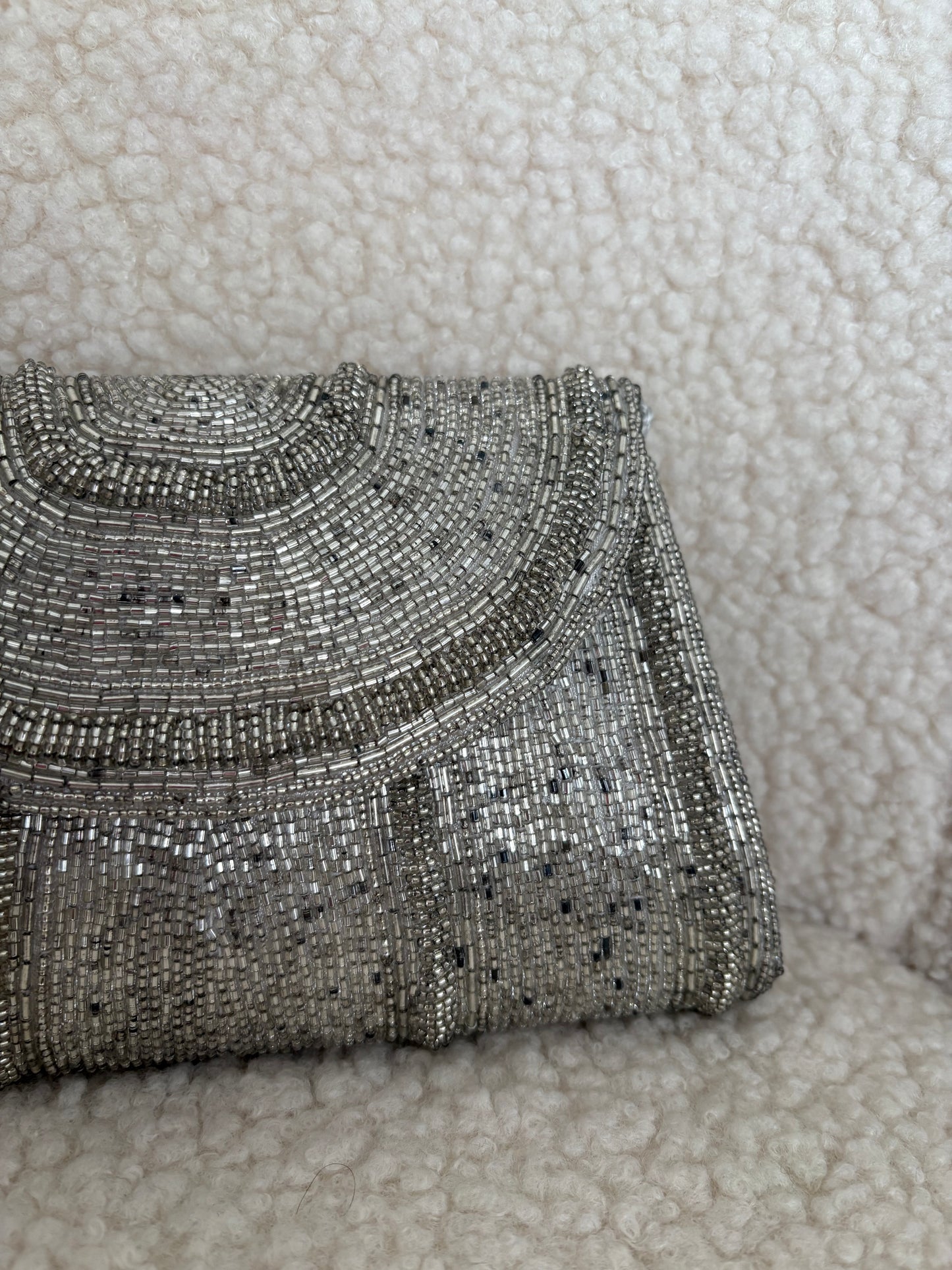 SILVER VINTAGE BEADED BAG