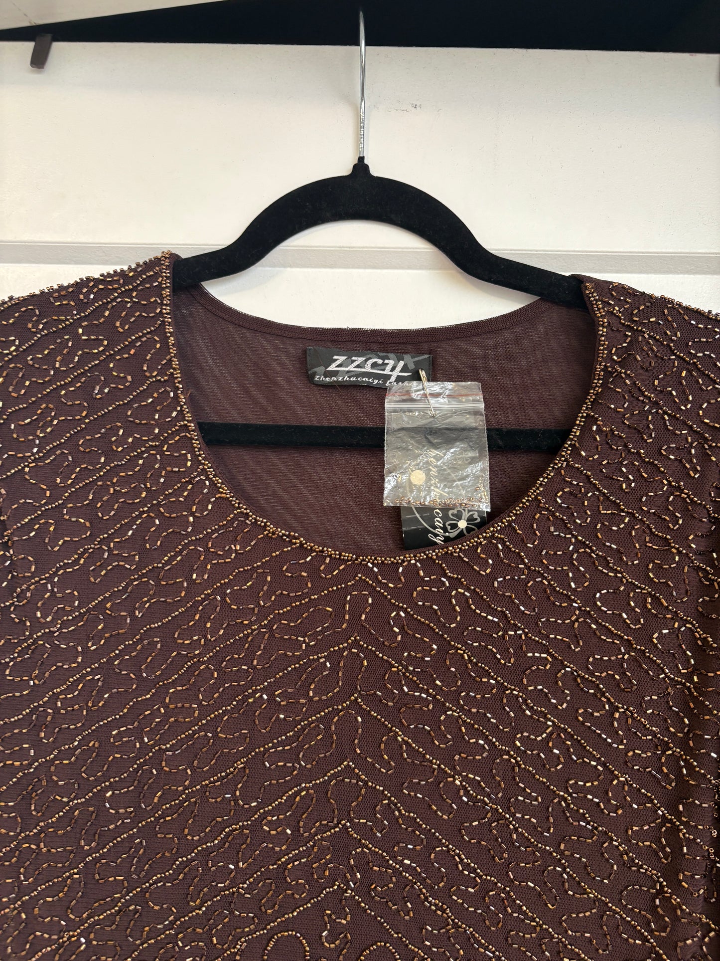 VINTAGE BEADED TOP - L