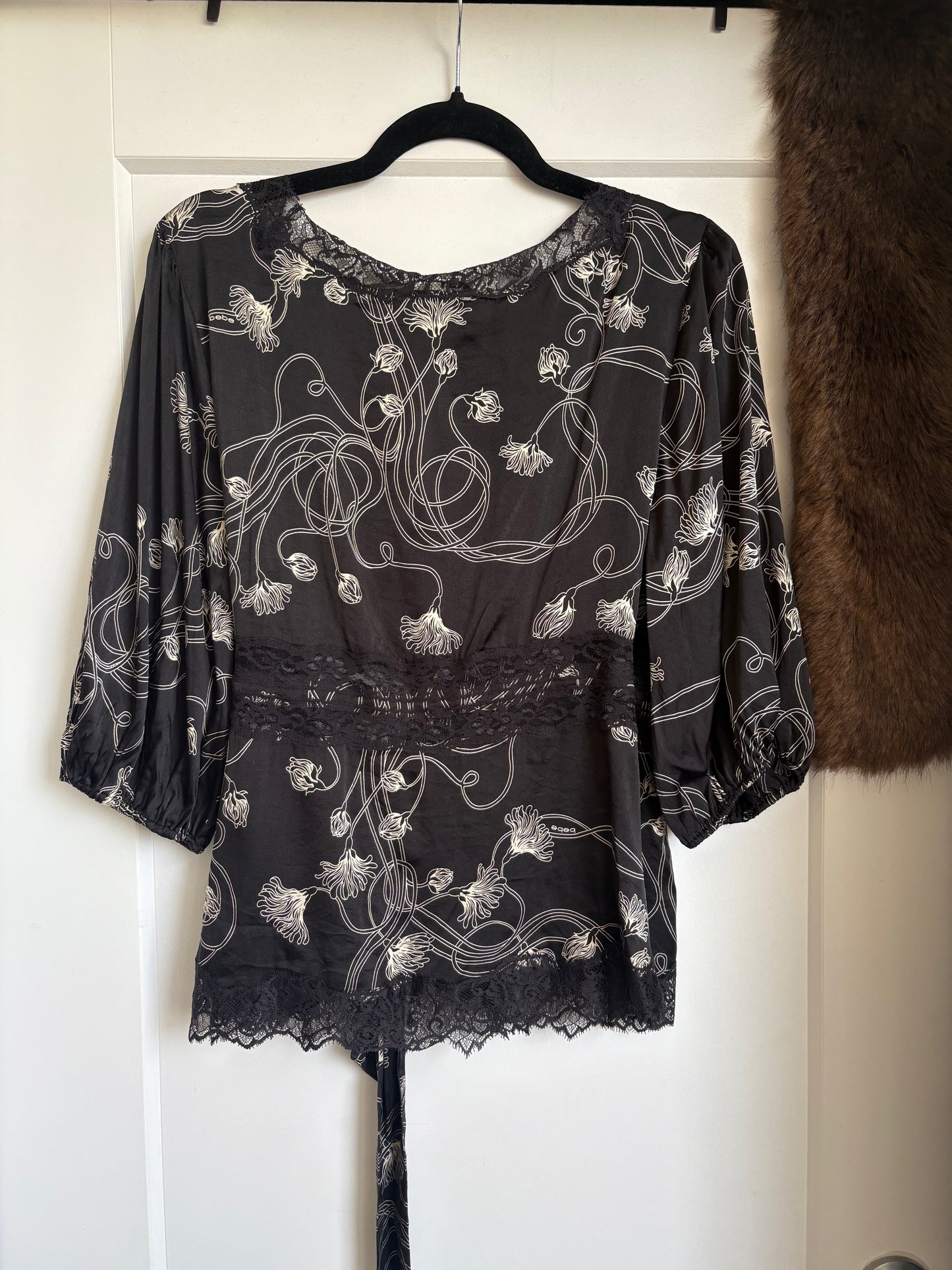 VINTAGE BEBE SATIN WRAP TOP - S