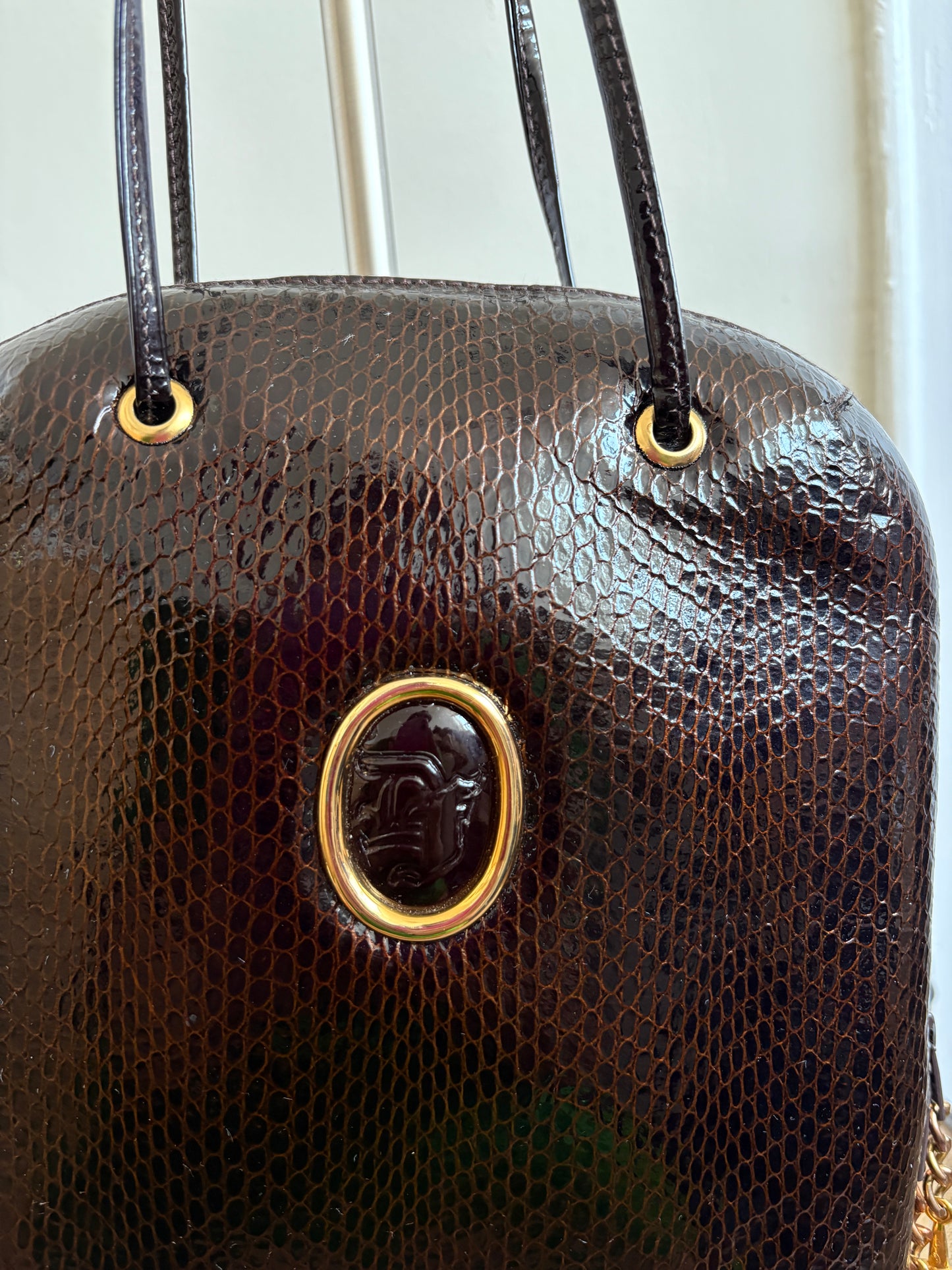 VINTAGE BROWN AND GOLD BAG