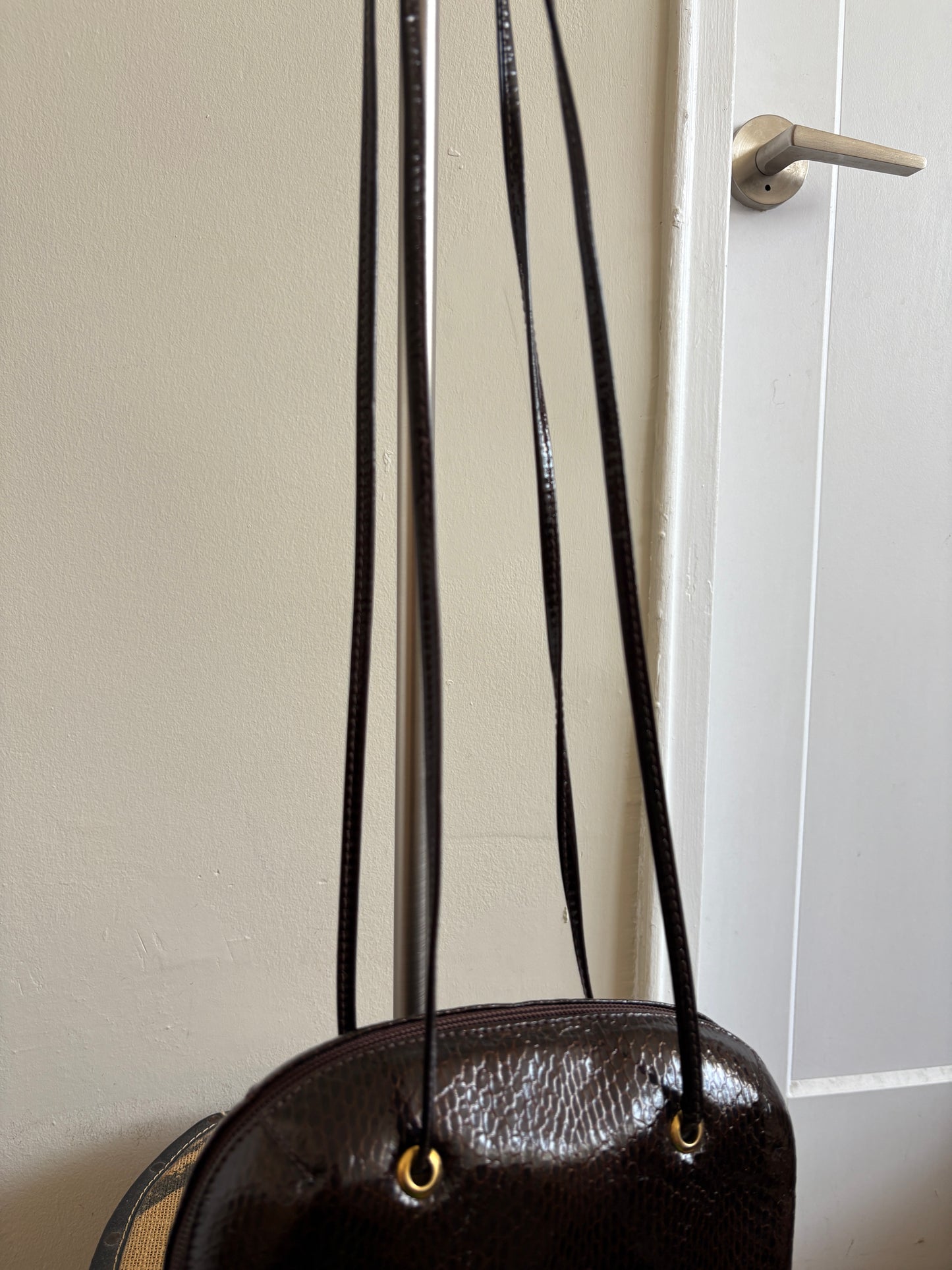 VINTAGE BROWN AND GOLD BAG