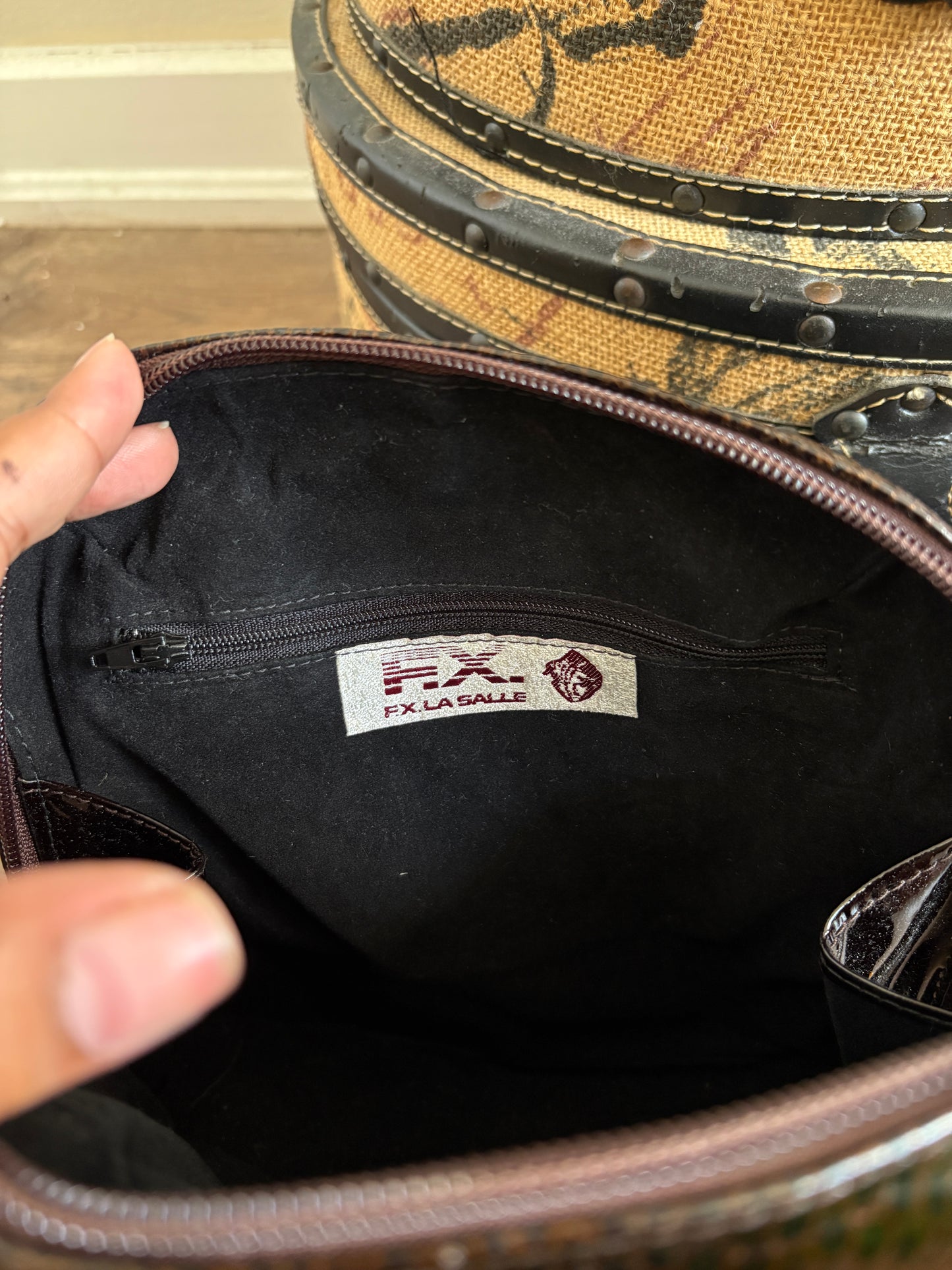 VINTAGE BROWN AND GOLD BAG