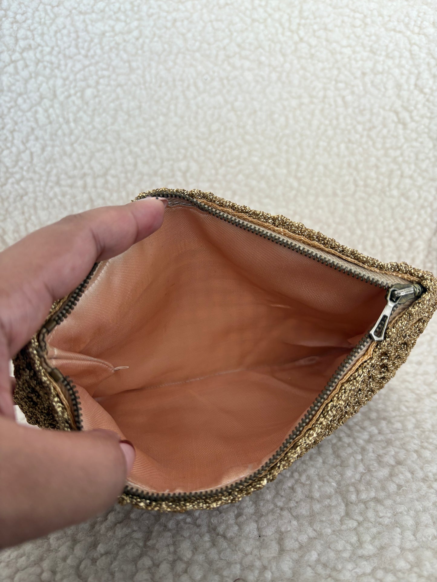 VINTAGE GOLD CROCHET CLUTCH