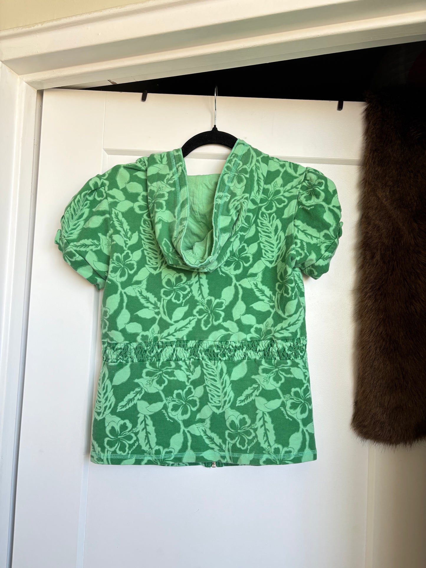 VINTAGE GUESS JEANS FLORAL ZIP UP HOODIE - M