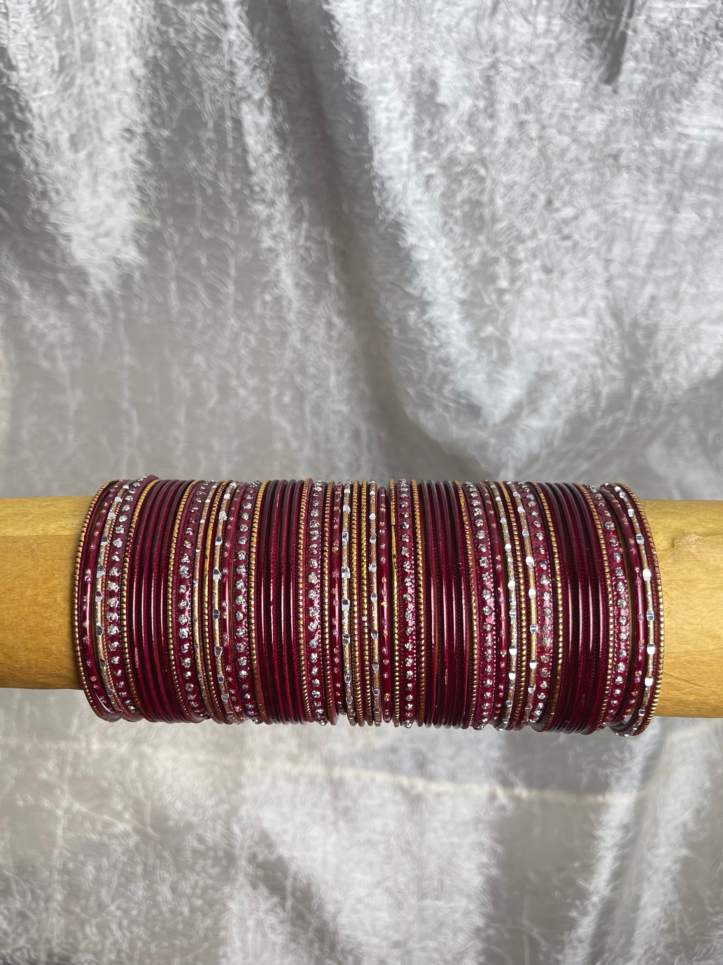 VINTAGE MAROON AND GOLD BANGLES