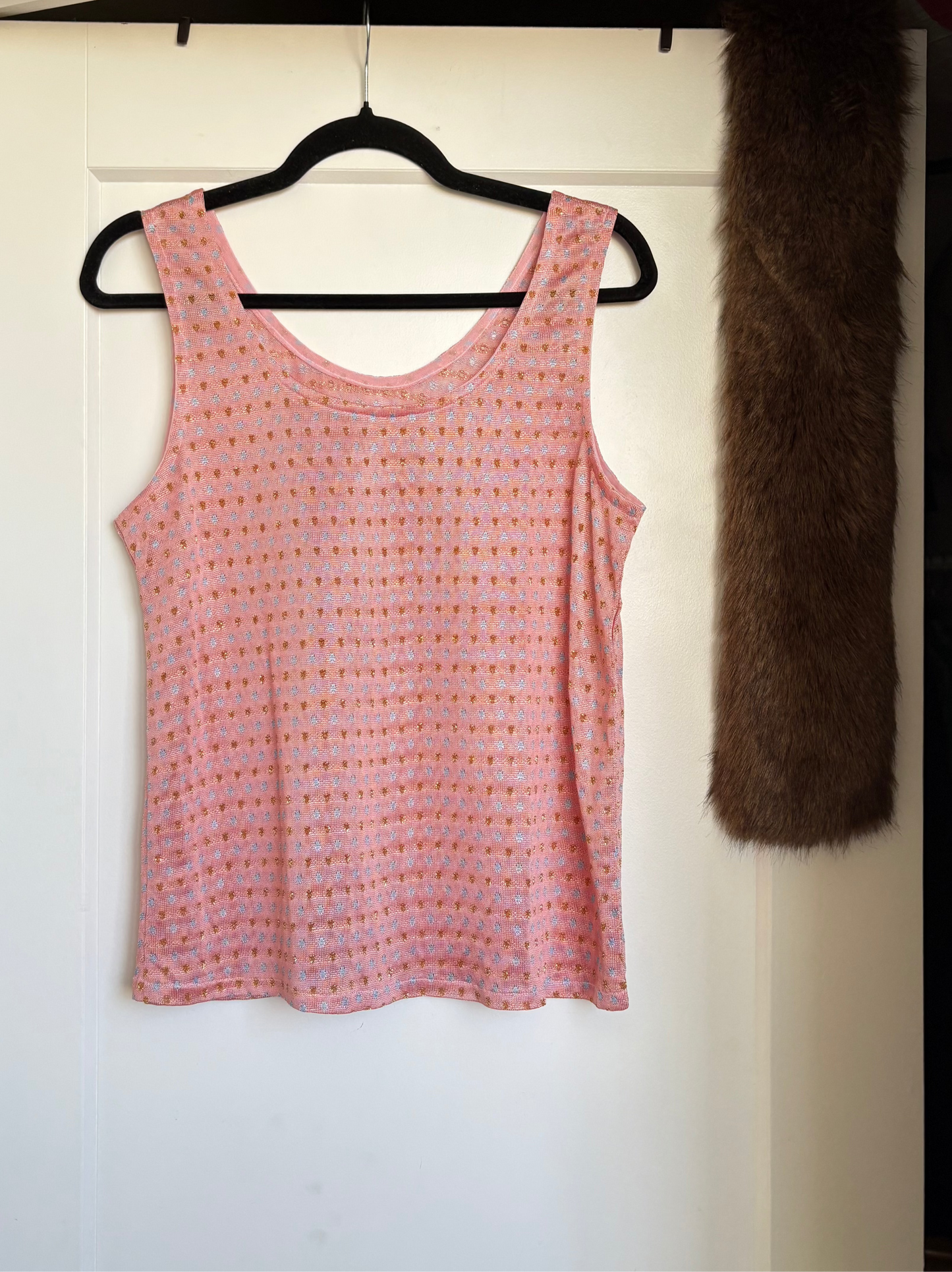 VINTAGE METALLIC PINK TANK TOP - M