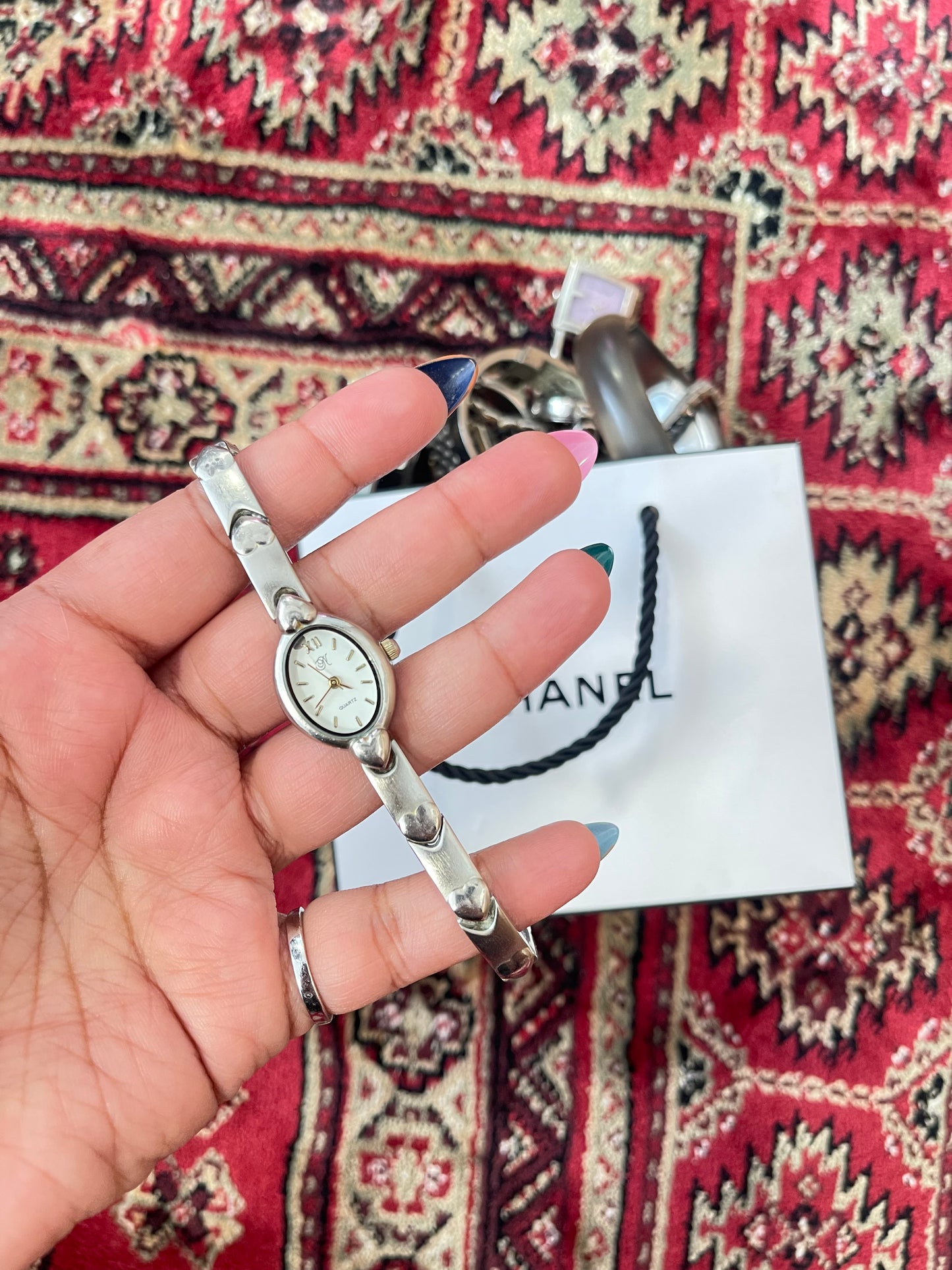 VINTAGE SILVER HEART BAND WATCH