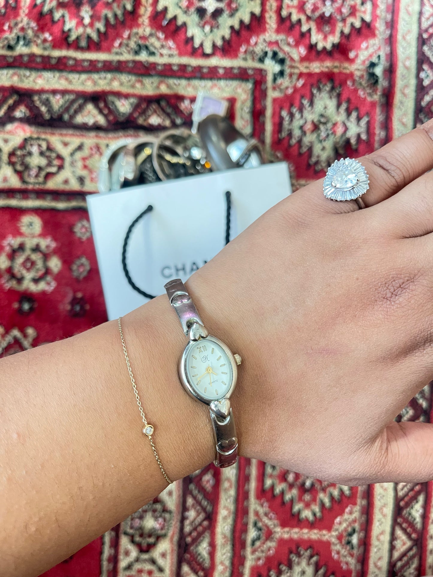 VINTAGE SILVER HEART BAND WATCH