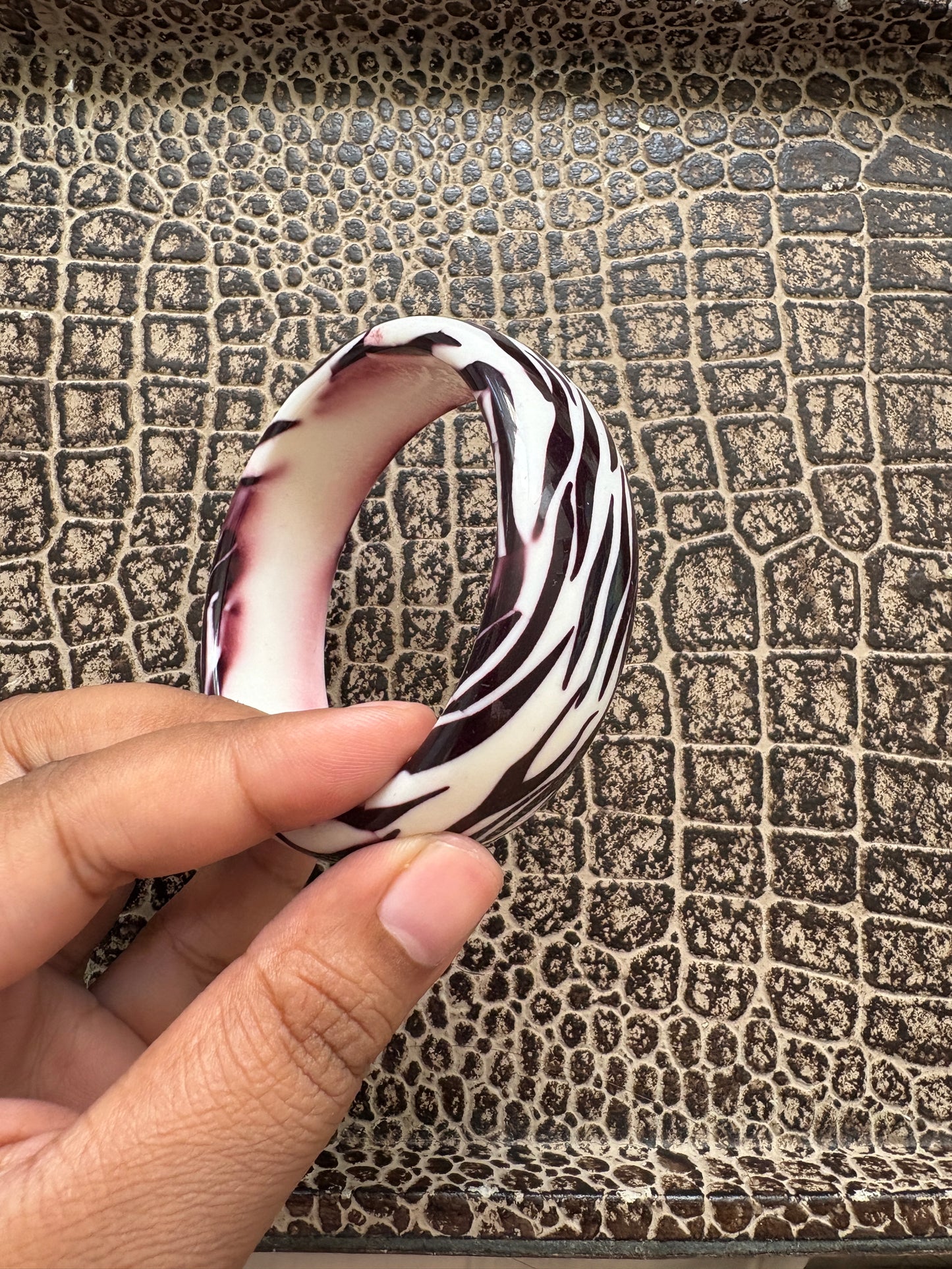 VINTAGE ZEBRA PRINT BANGLE