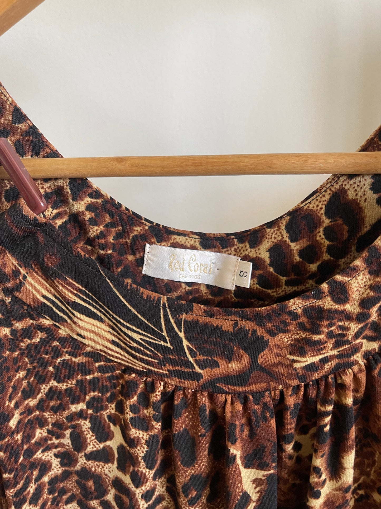 VINTAGE RED CORAL LEOPARD PRINT SLEEVELESS TOP
