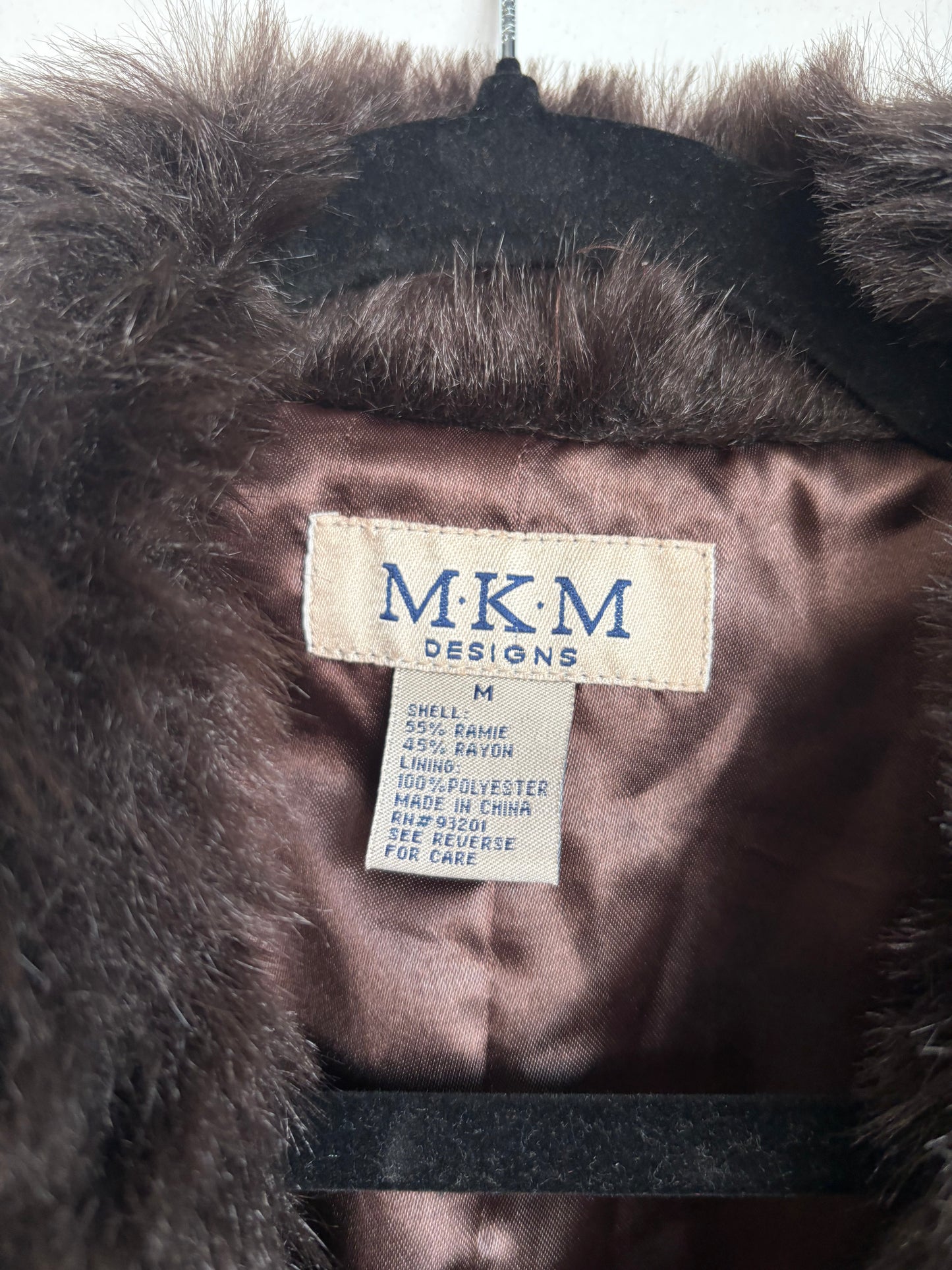 VINTAGE MKM DESIGNS TWEED JACKET WITH FUR TRIM