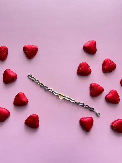 925 SILVER TWO TONE OPEN HEART LINK BRACELET