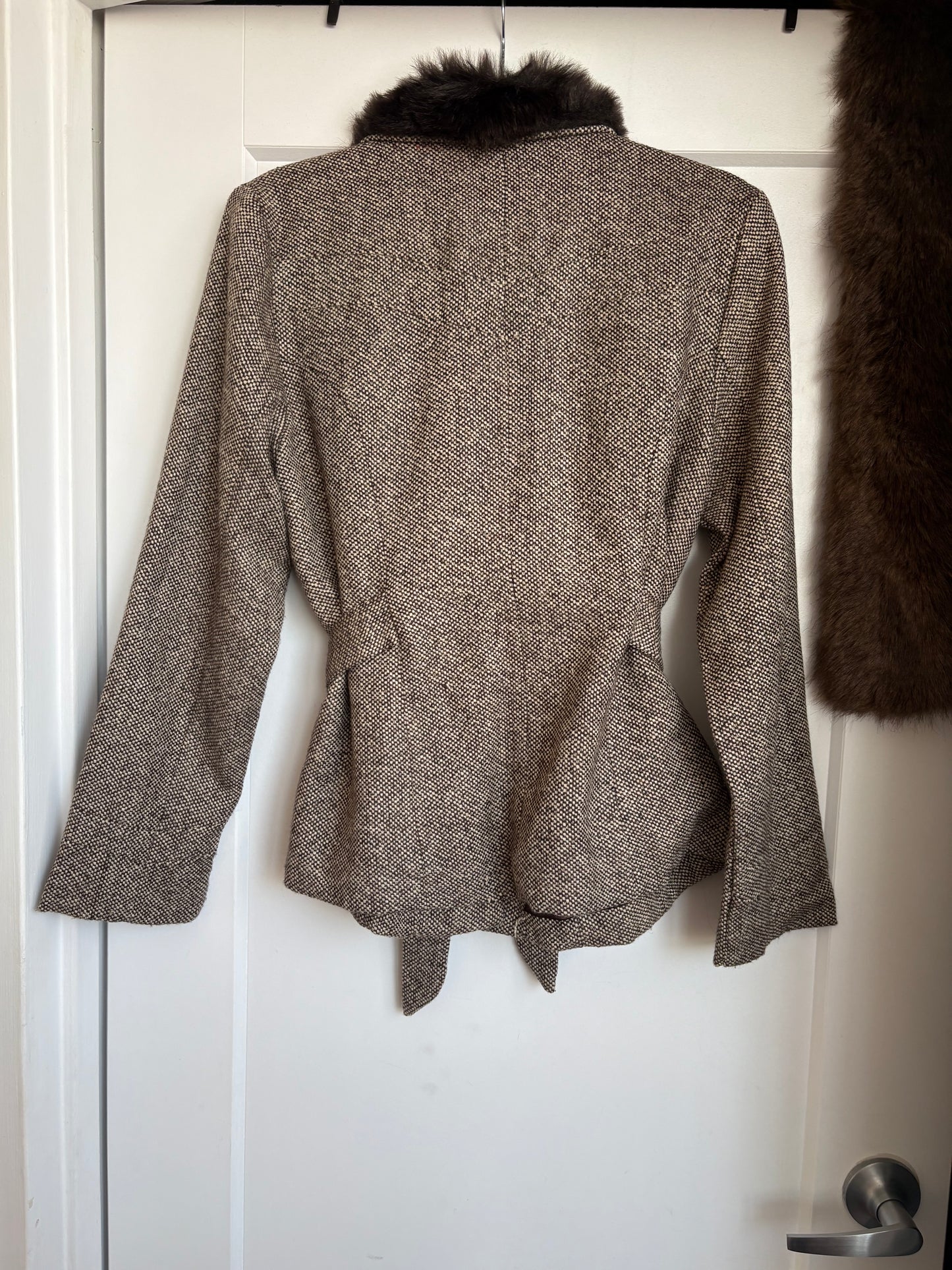 VINTAGE MKM DESIGNS TWEED JACKET WITH FUR TRIM