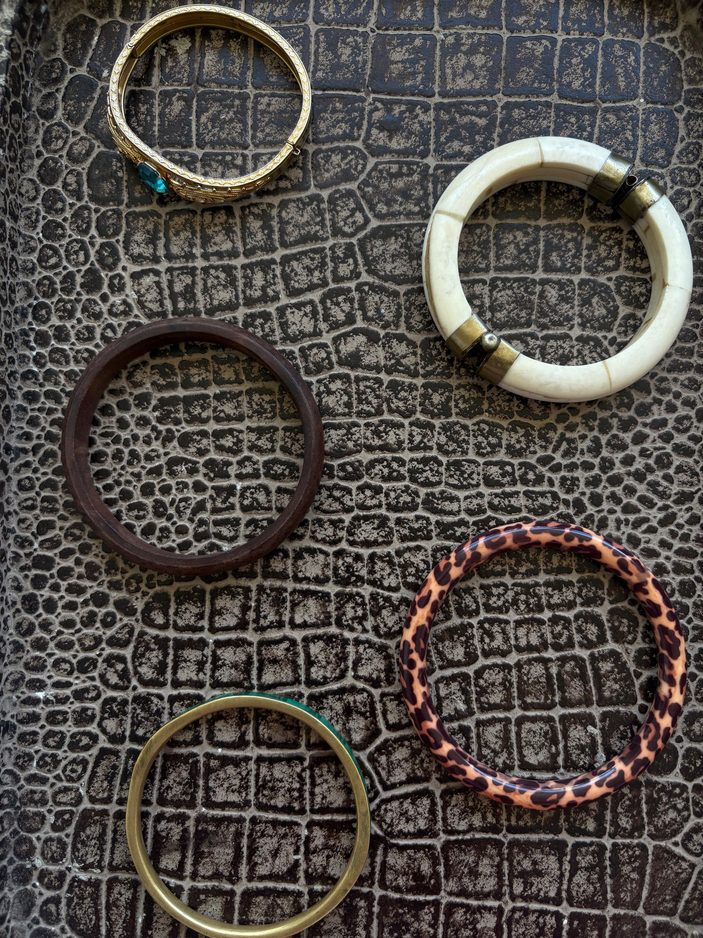 VINTAGE MALACHITE BRASS BRACELET