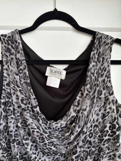 ANIMAL PRINT COWL NECK TOP