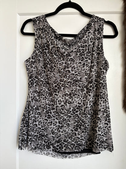 ANIMAL PRINT COWL NECK TOP