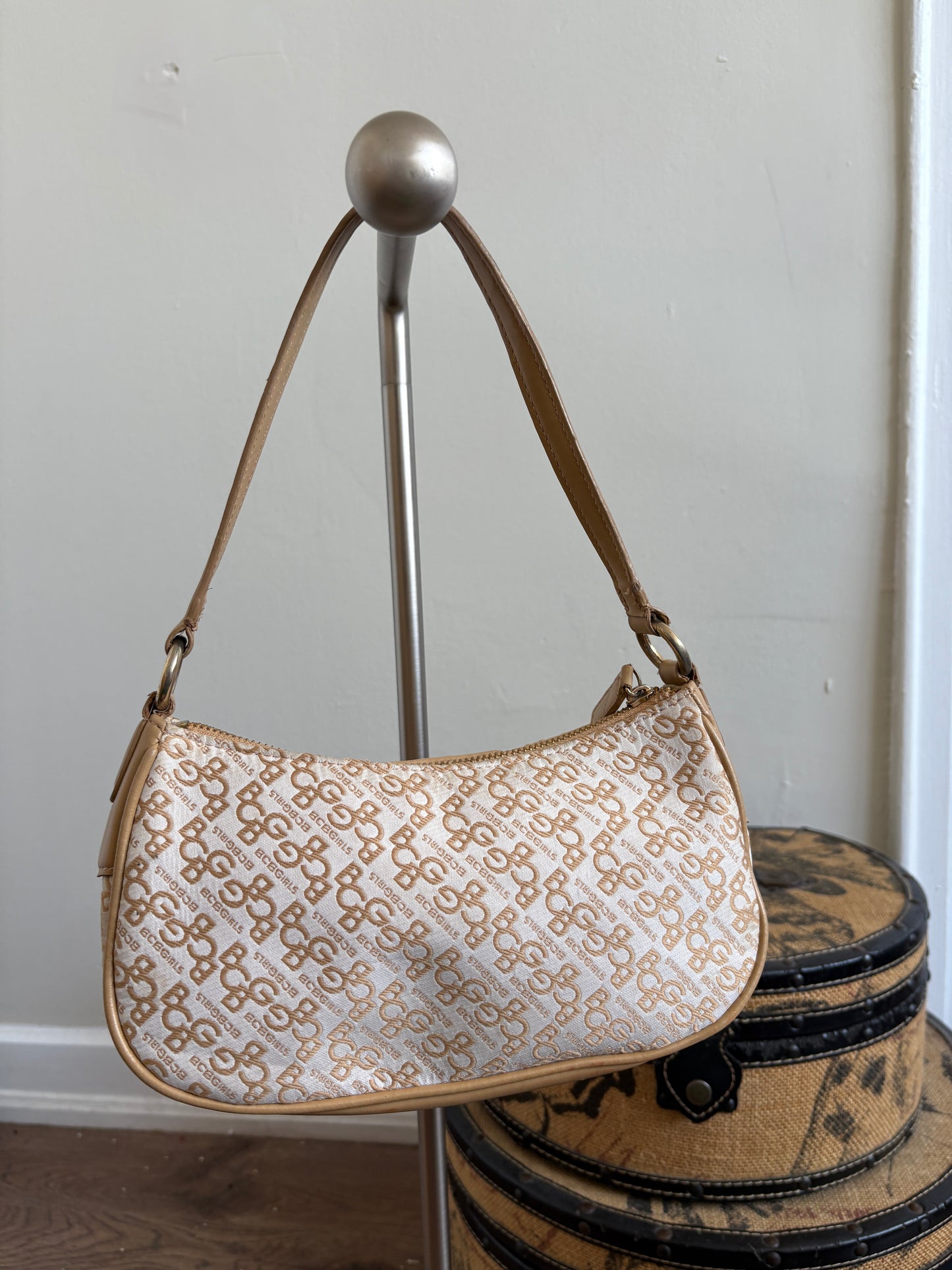BCBG MONOGRAMMED SHOULDER BAG