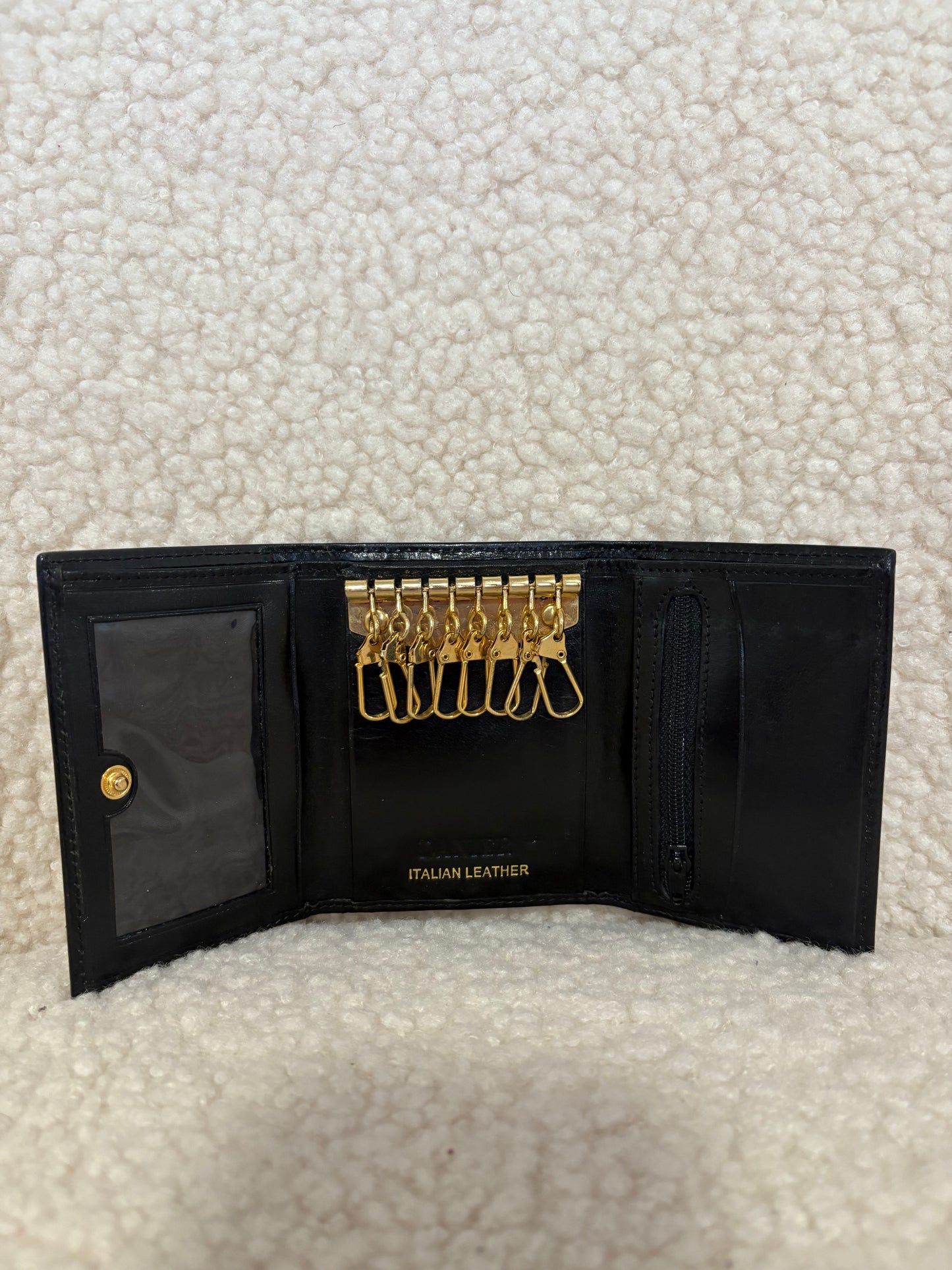 BLACK LEATHER KEY HOLDER WALLET
