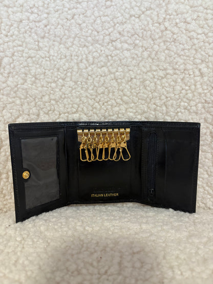 BLACK LEATHER KEY HOLDER WALLET