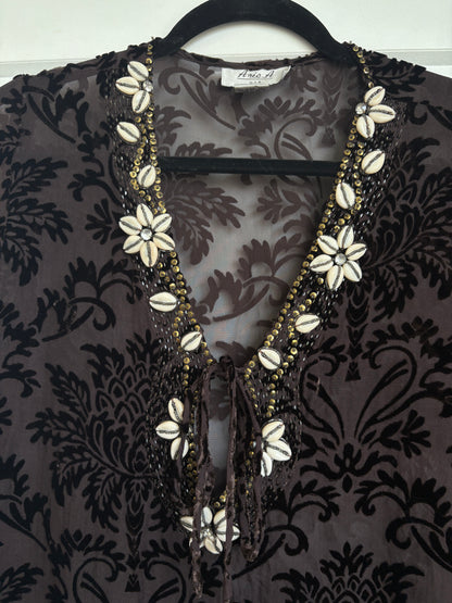 BLACK SEASHELL TUNIC - L