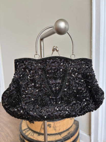 BLACK SEQUIN EVENING BAG