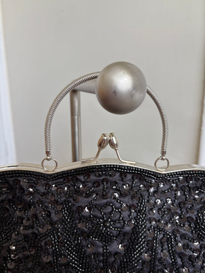 BLACK SEQUIN EVENING BAG