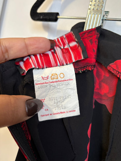 BLACK VINTAGE MAXI SKIRT WITH RED ROSES