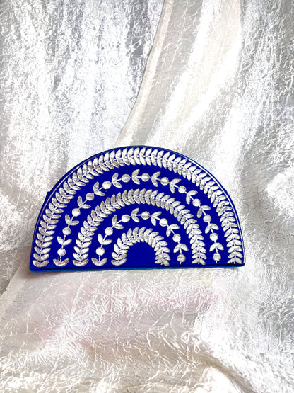 BLUE AND SILVER CLUTCH